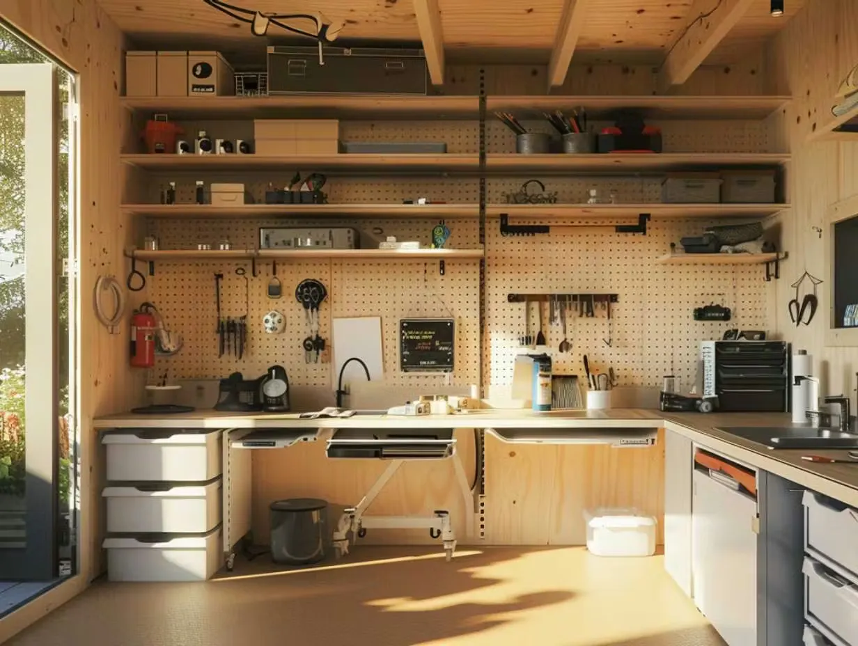 Optimierte Aufbewahrung in einem Gartenhaus