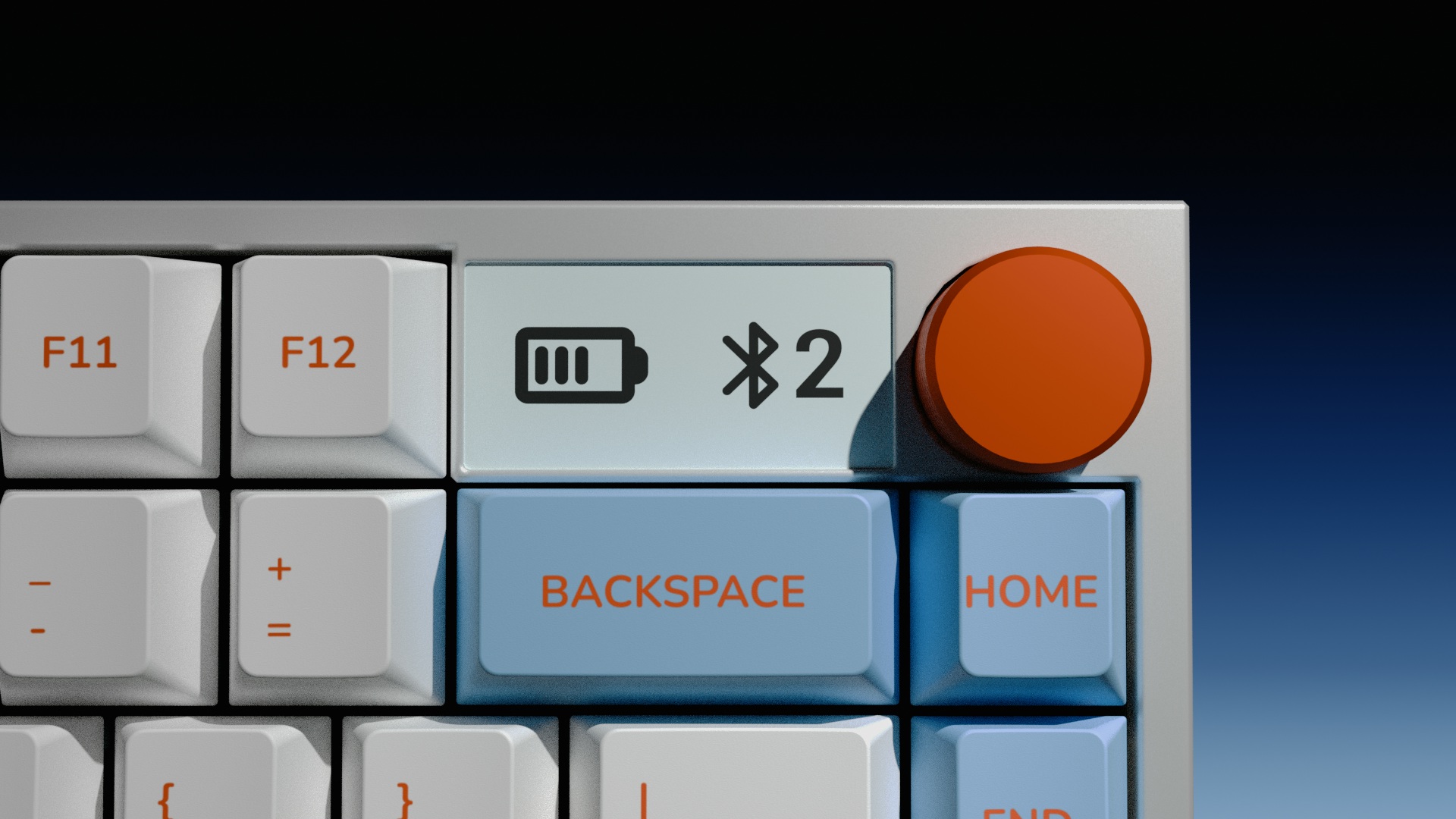 E-Ink display screen of the top-right corner of the keyboard