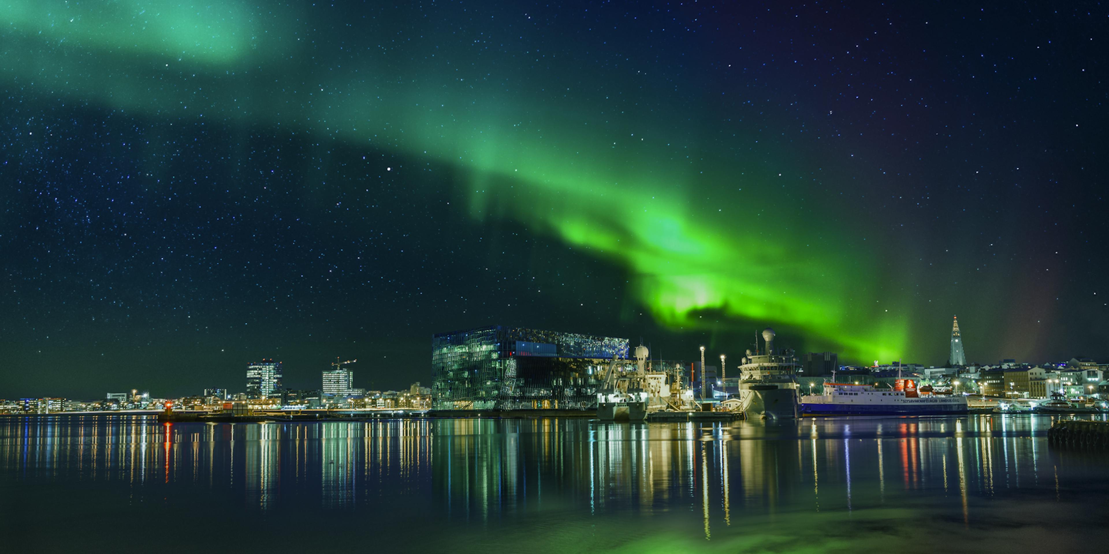 Northern lights over Reykjavik