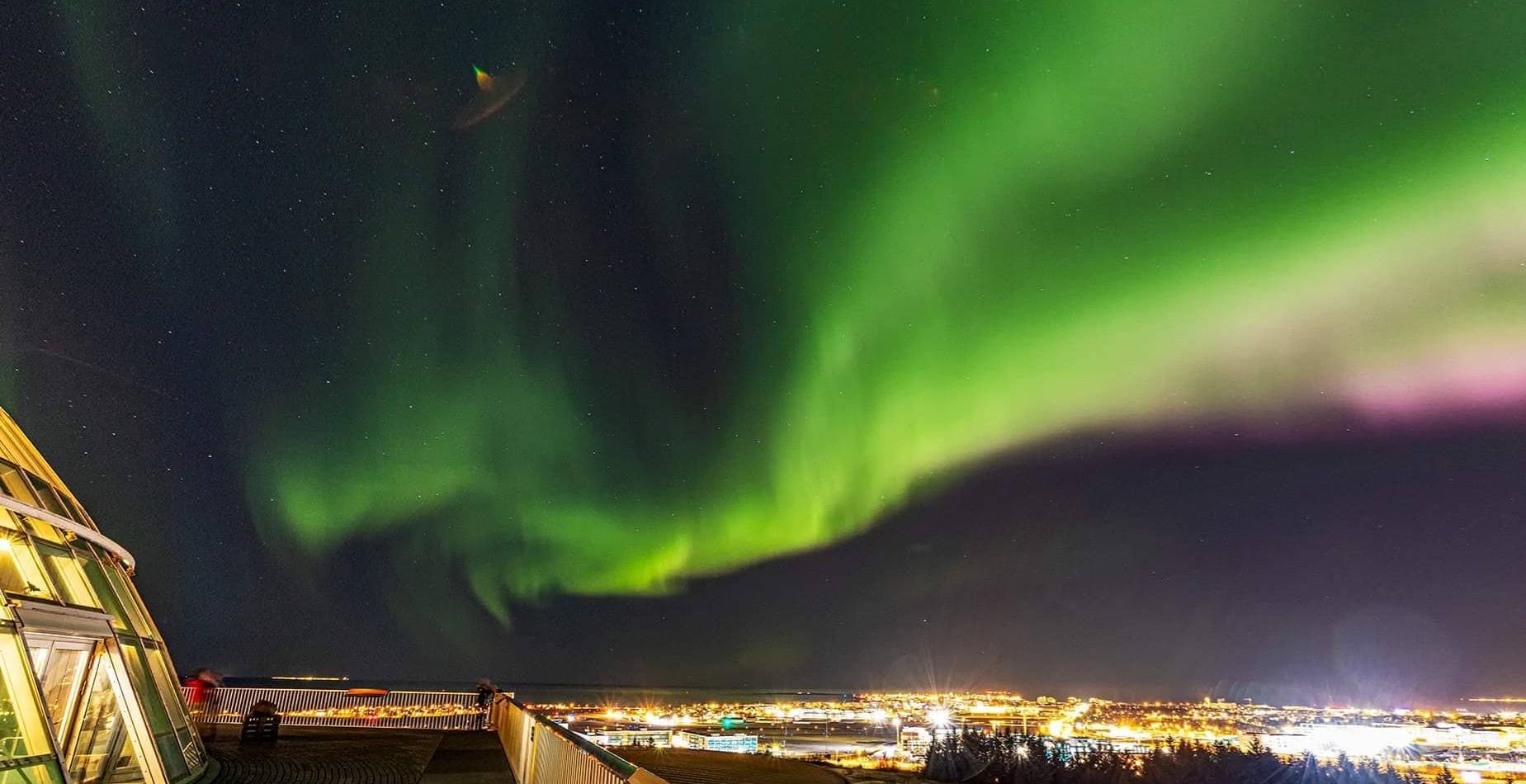 Northern lights from the deck of Perlan