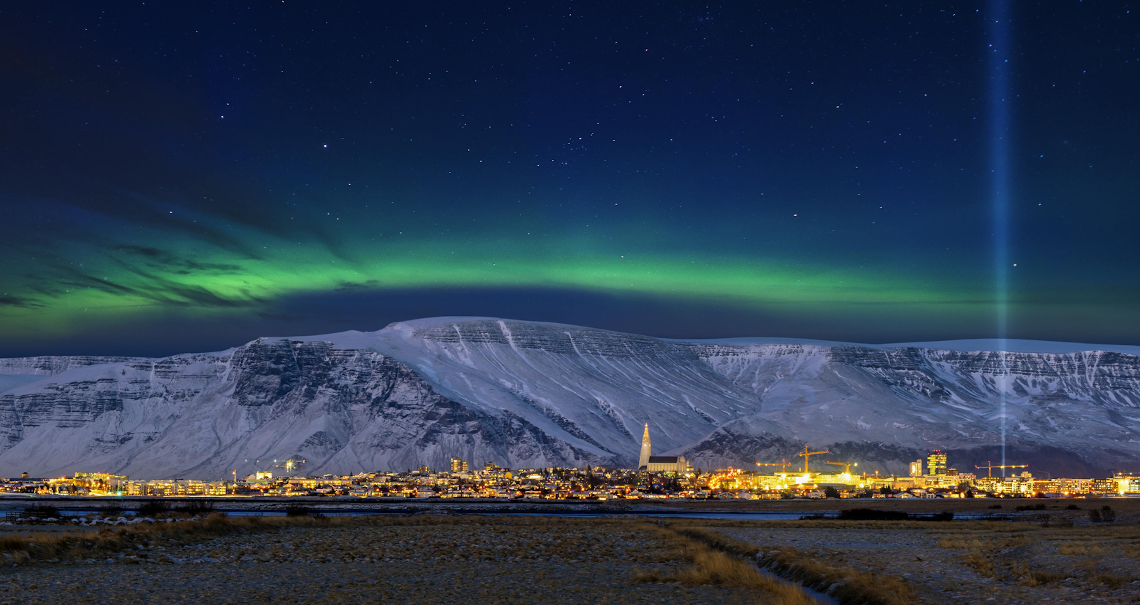 Northern lights over Reykjavik 
