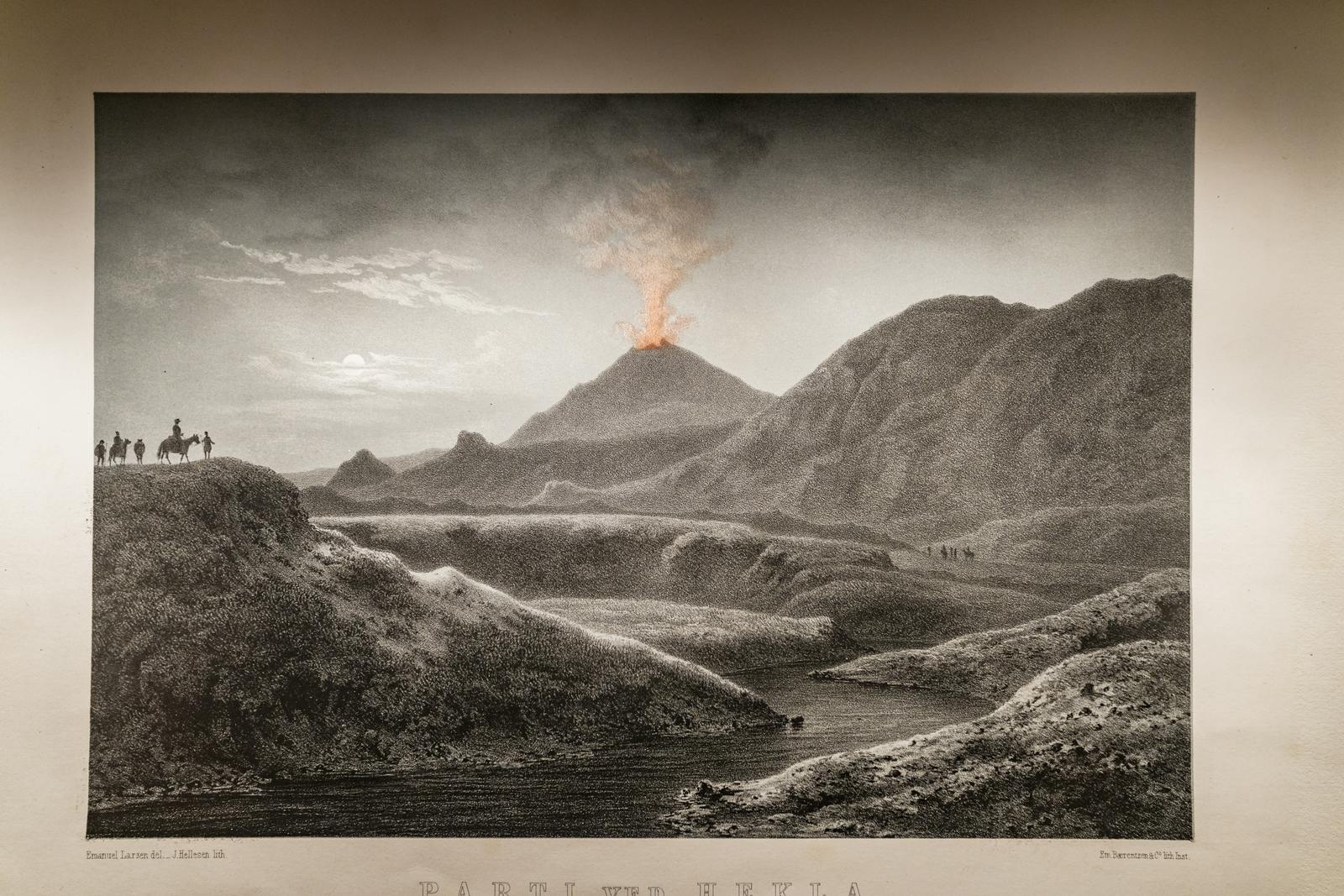 Volcanic eruption in Iceland - old drawing