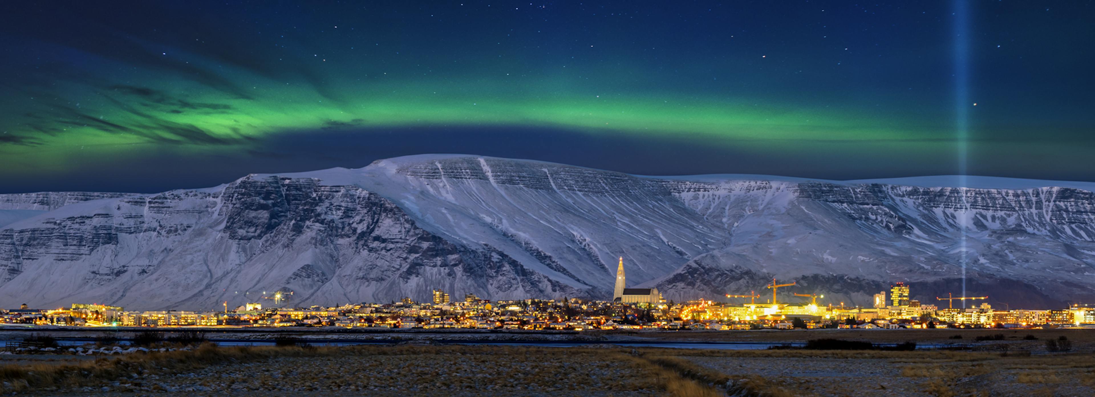 Northern lights in Reykjavik in January