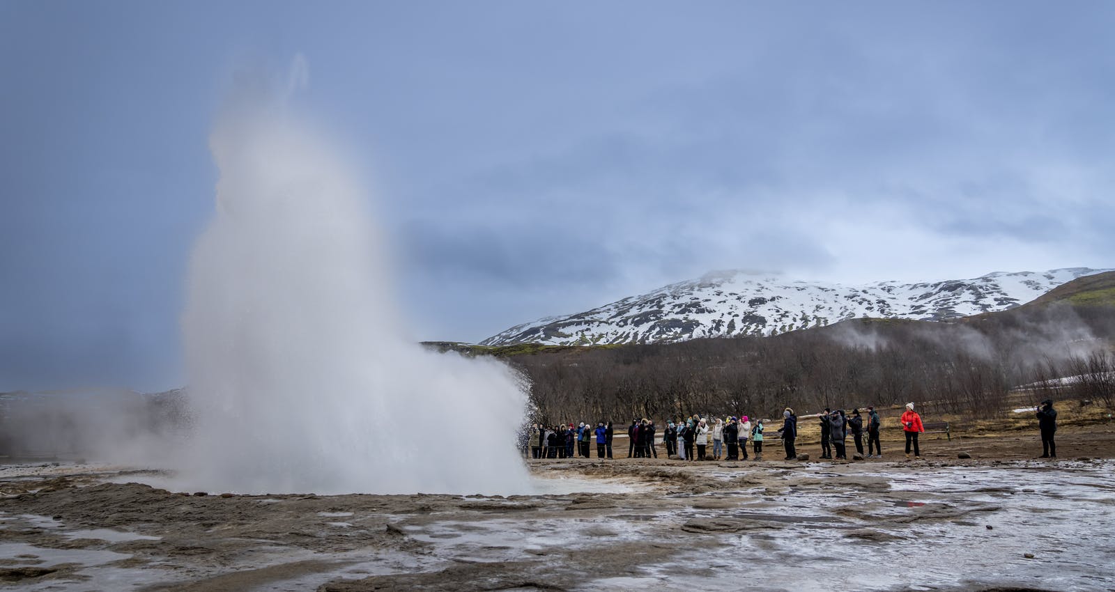 Strokkur erupting at the Geysir Geothermal Area