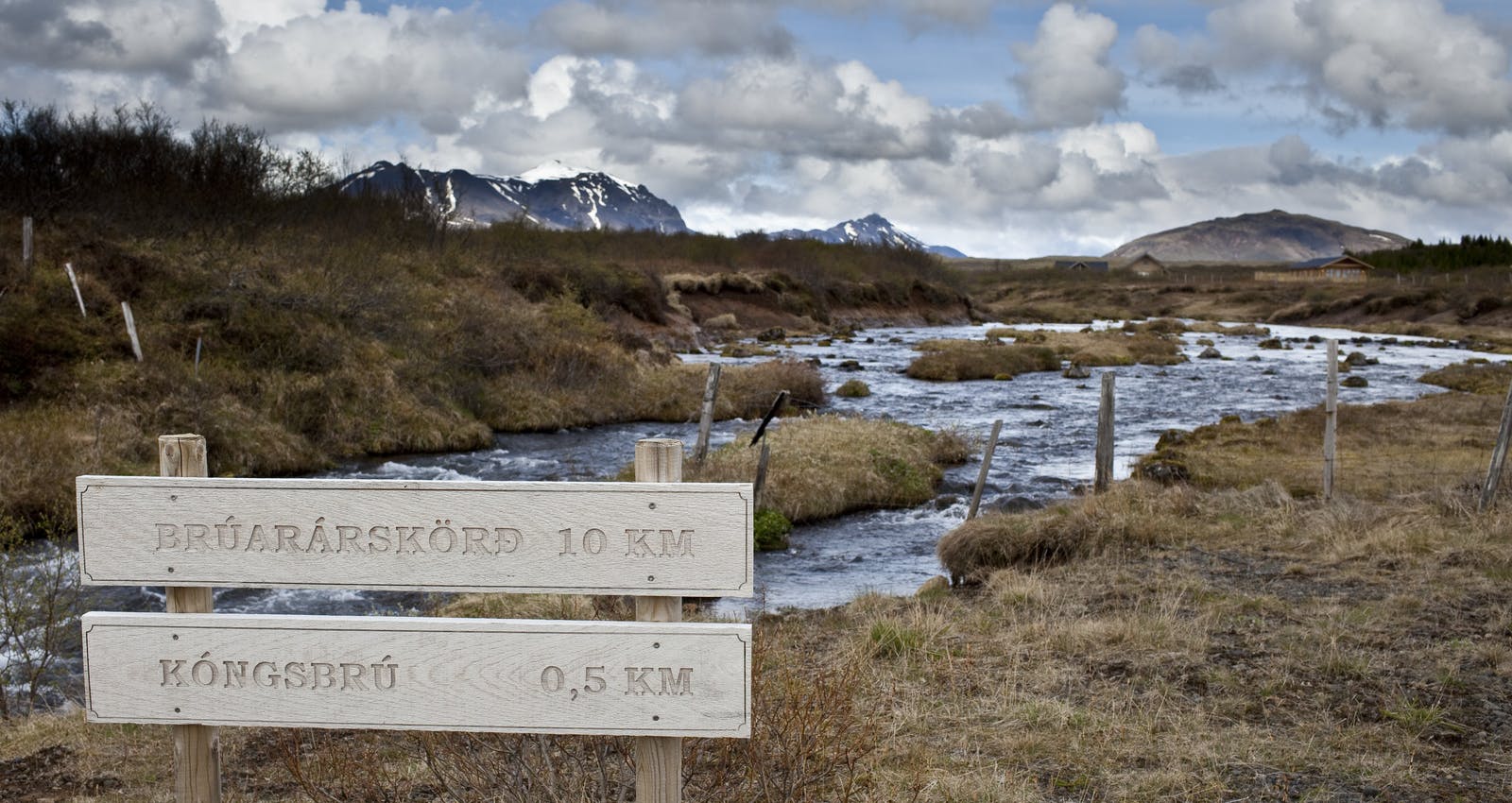 Sign Post by Bruarfoss Waterfall