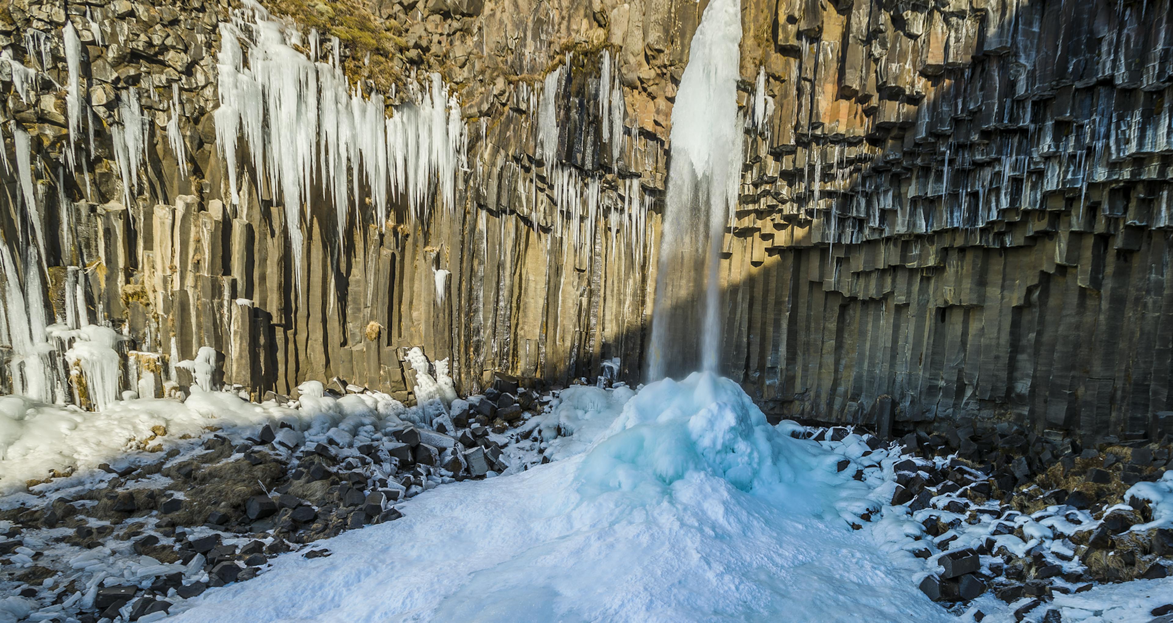 Svartifoss Waterfall in Winter