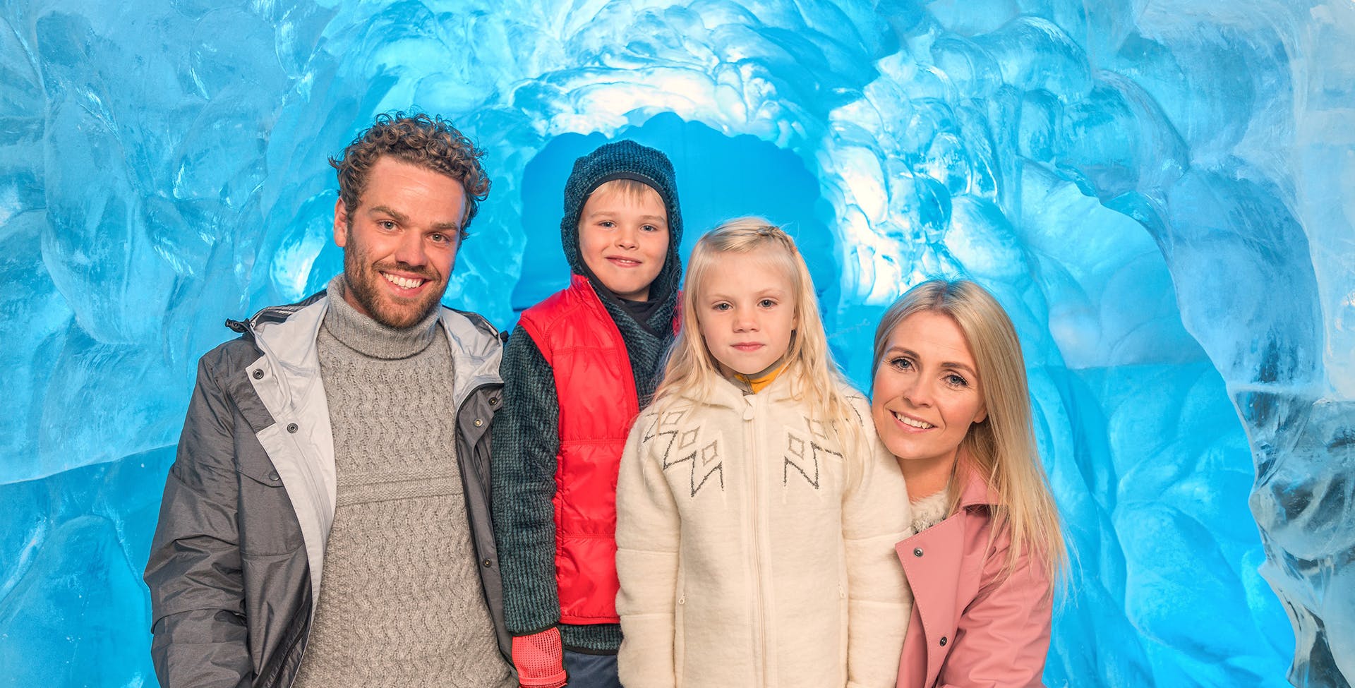 Family in Perlan Ice Cave