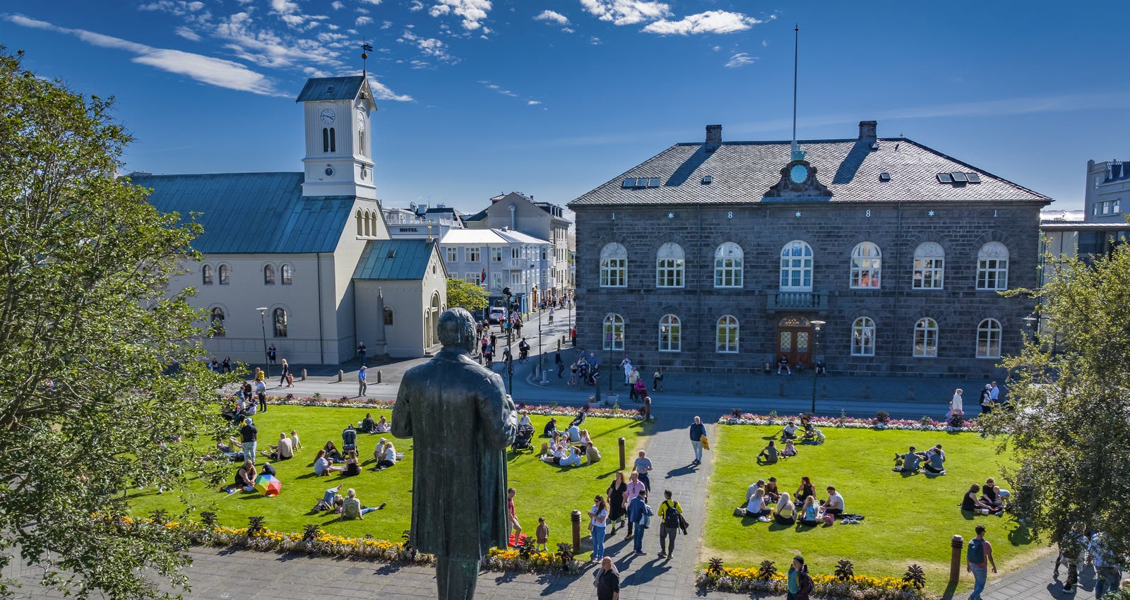 Downtown Reykjavik in the summer