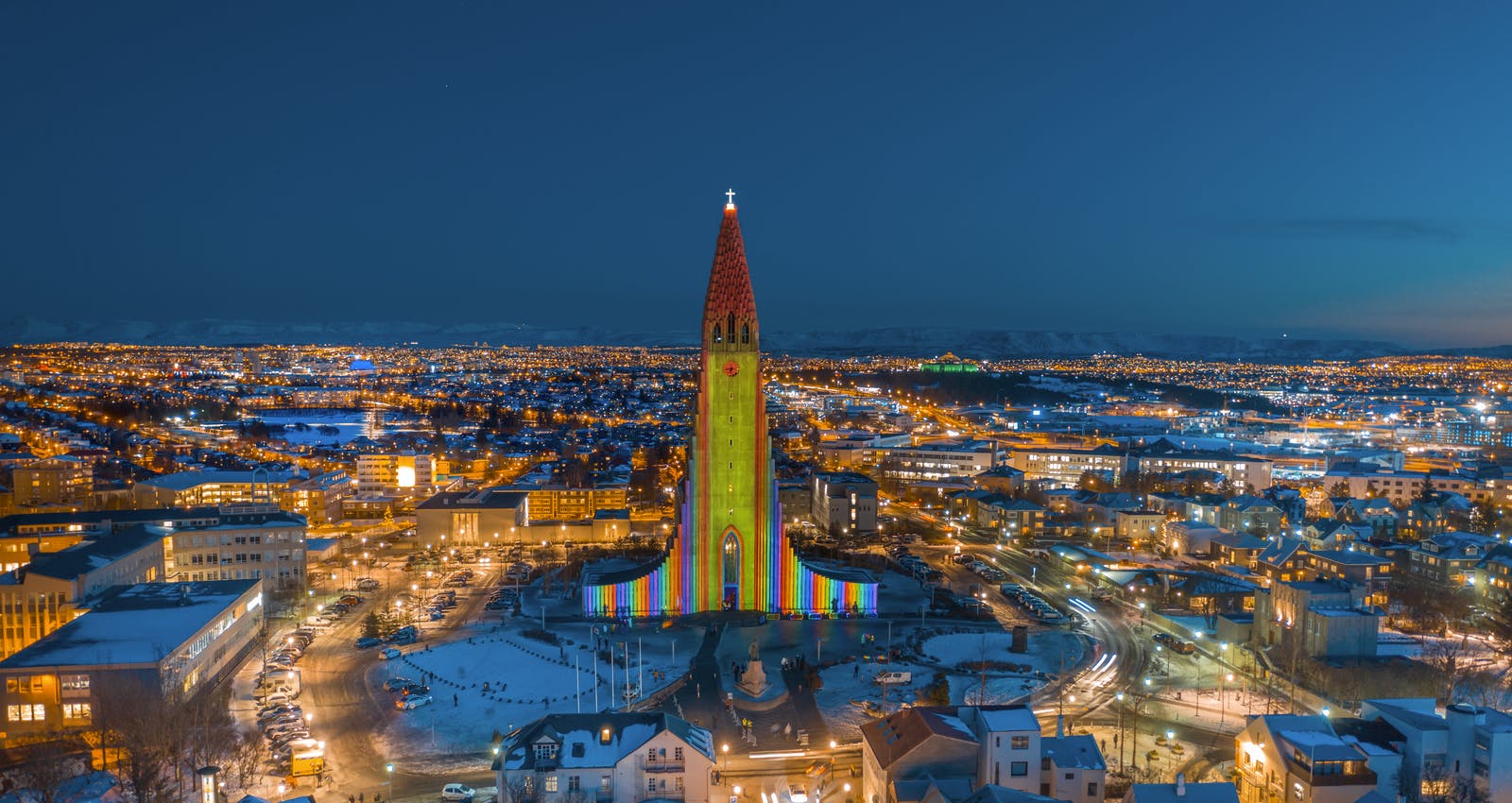 Hallgrimskirkja in Reykjavik in the winter