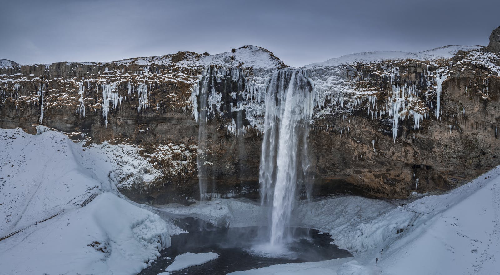 Seljalandsfoss Waterfall in winter