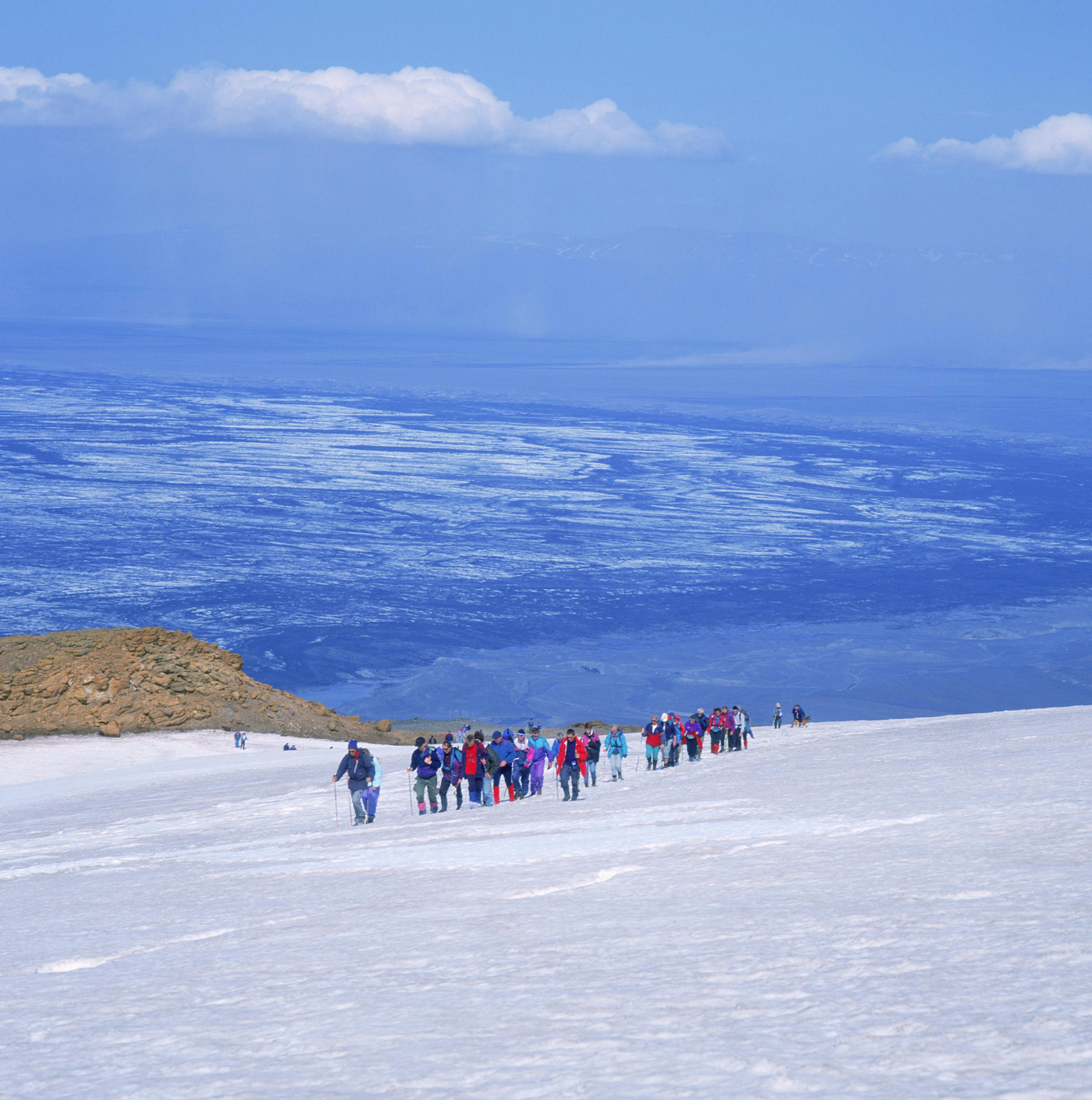 tourists discovering bruarjokull glacier