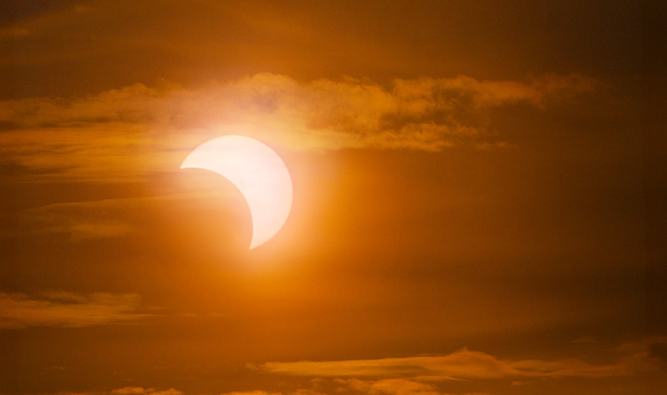 A partial eclipse over Perlan in Reykjavik