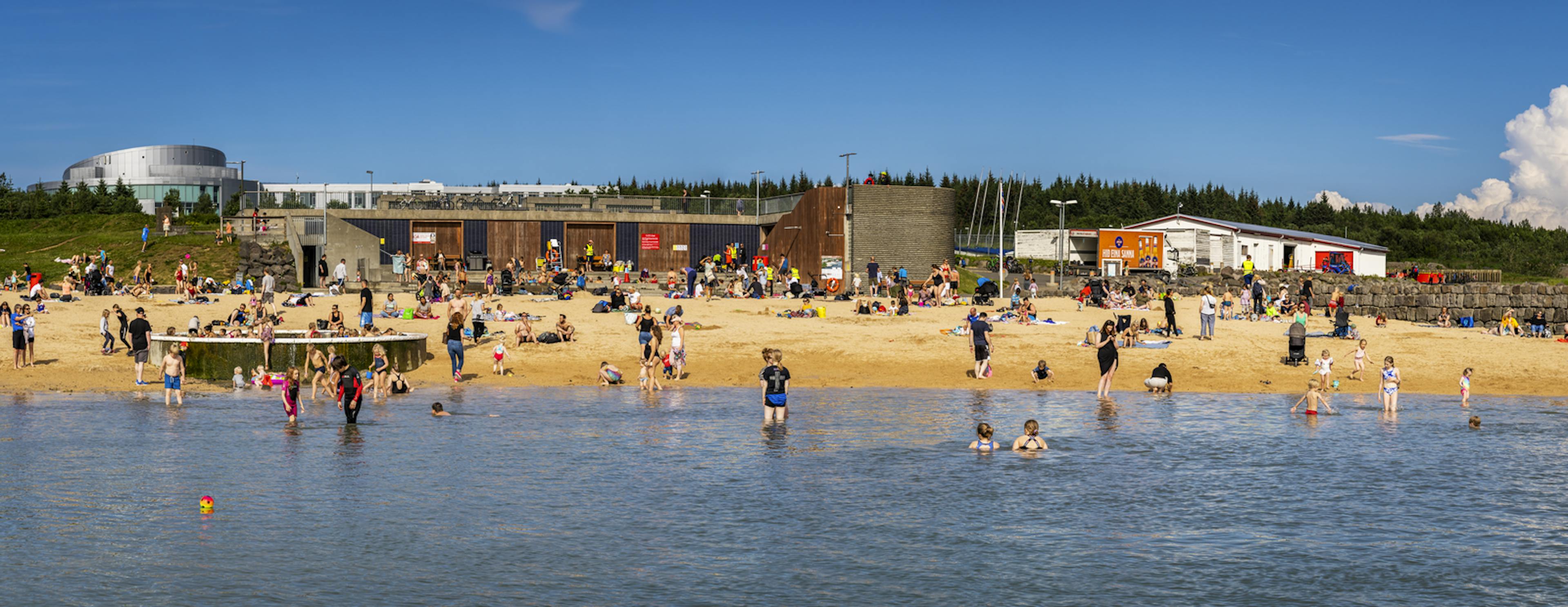 Nauthólsví geothermal beach in Reykjavik