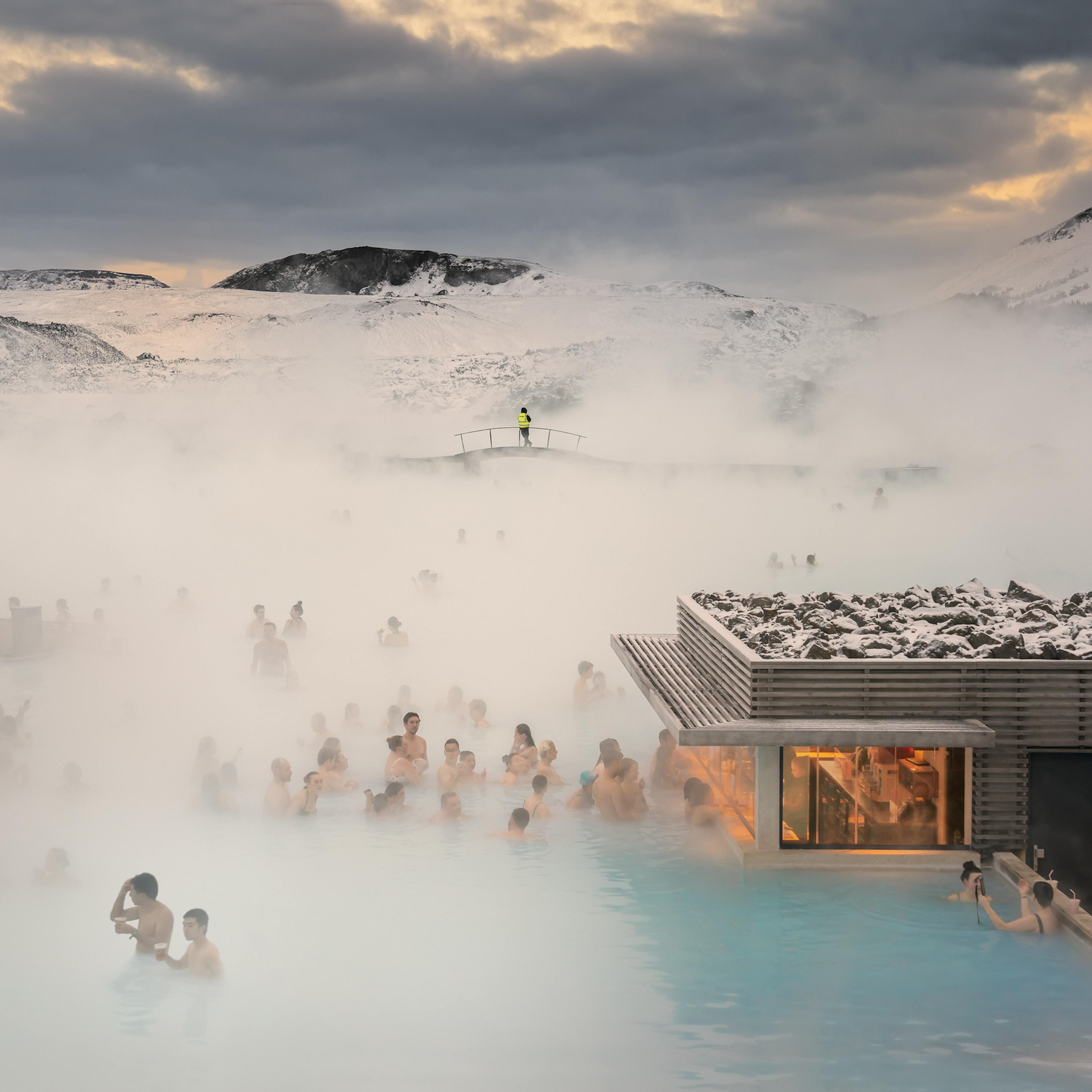 People at Blue Lagoon in Iceland 