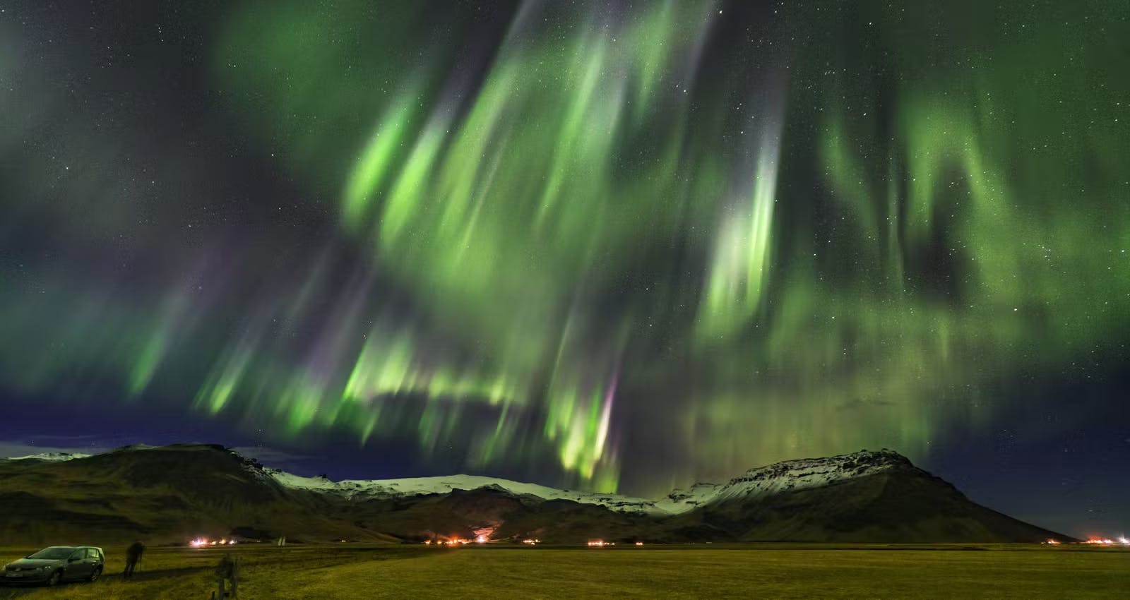 Green Northern Lights in Iceland