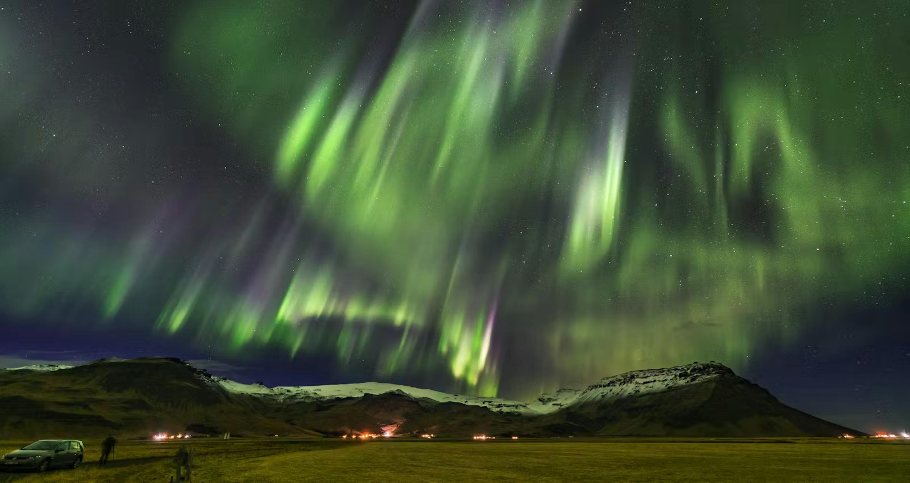 Green Northern Lights in Iceland 
