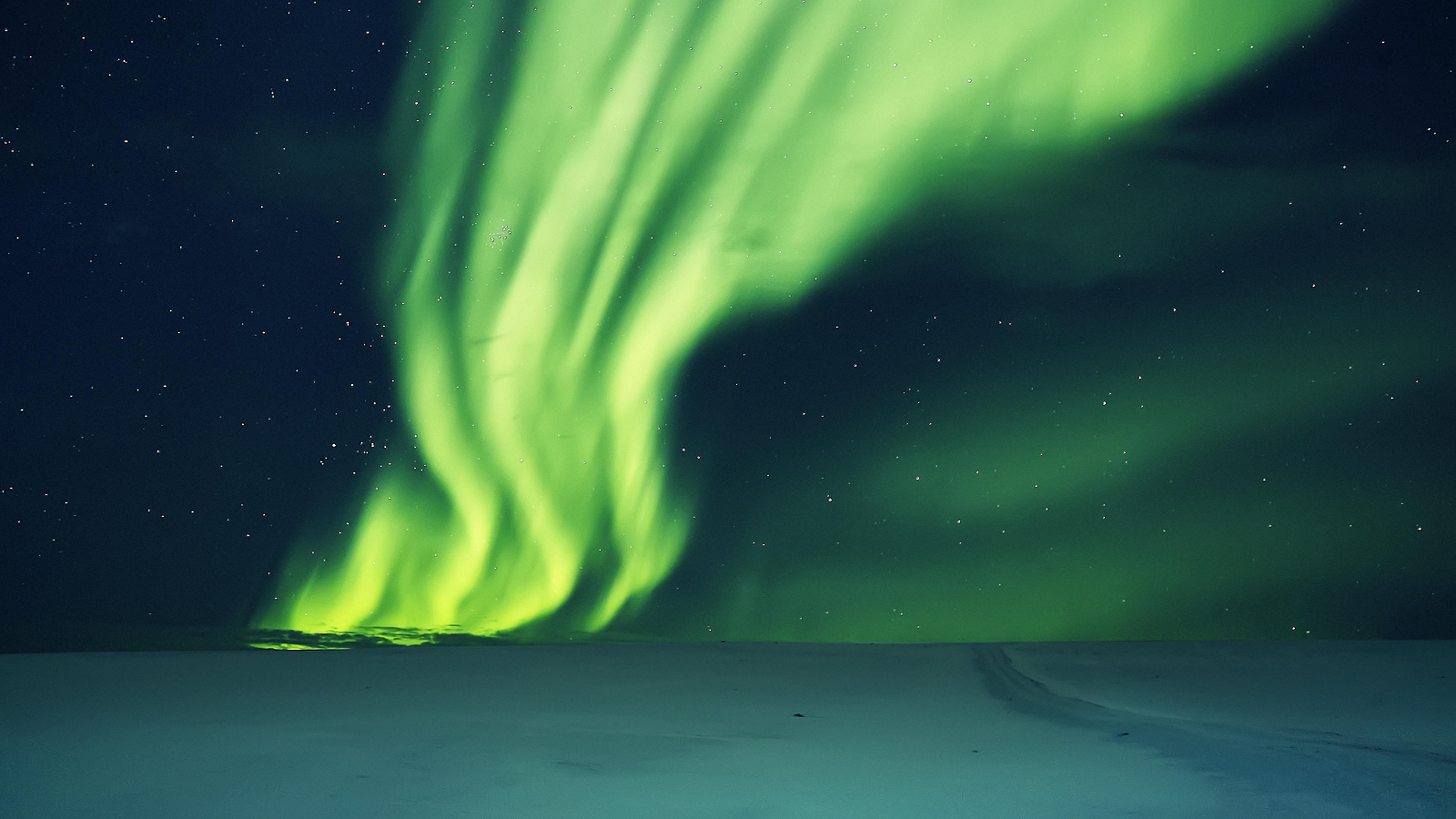 Green Northern Lights in Iceland 