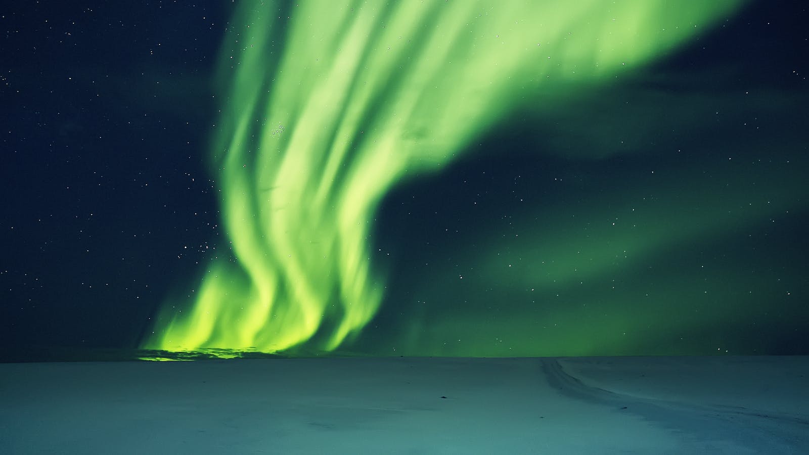 Green Northern Lights in Iceland