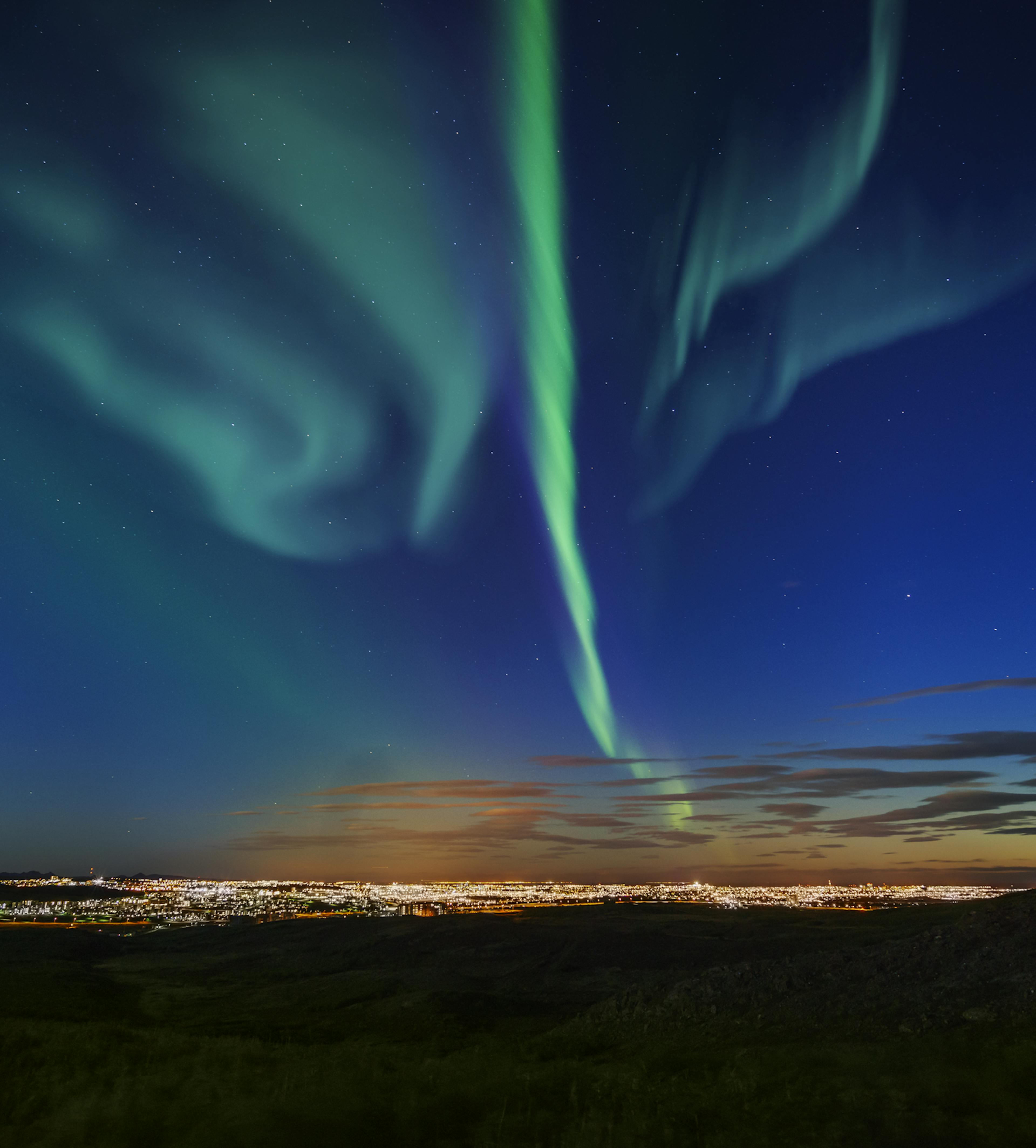 Green Northern Lights in Iceland 