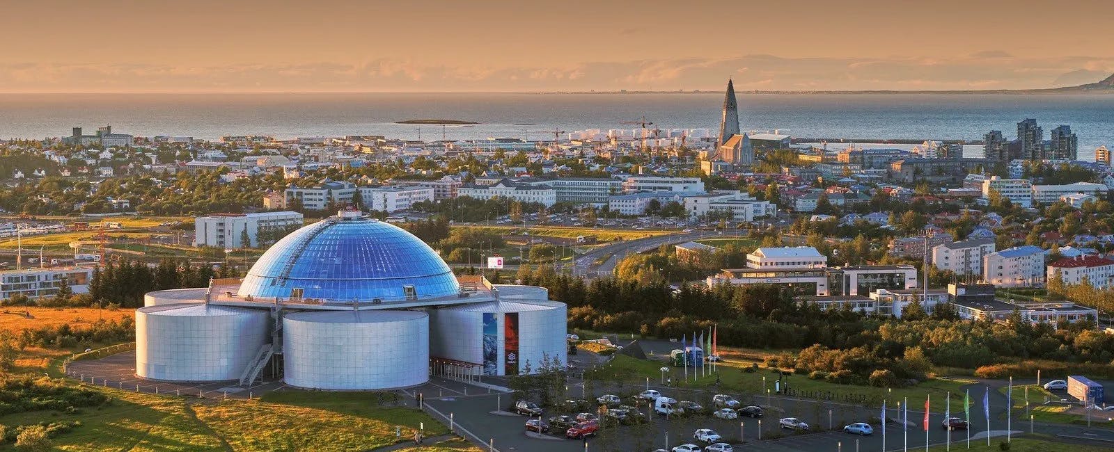 View over Perlan museum and Reykjavík