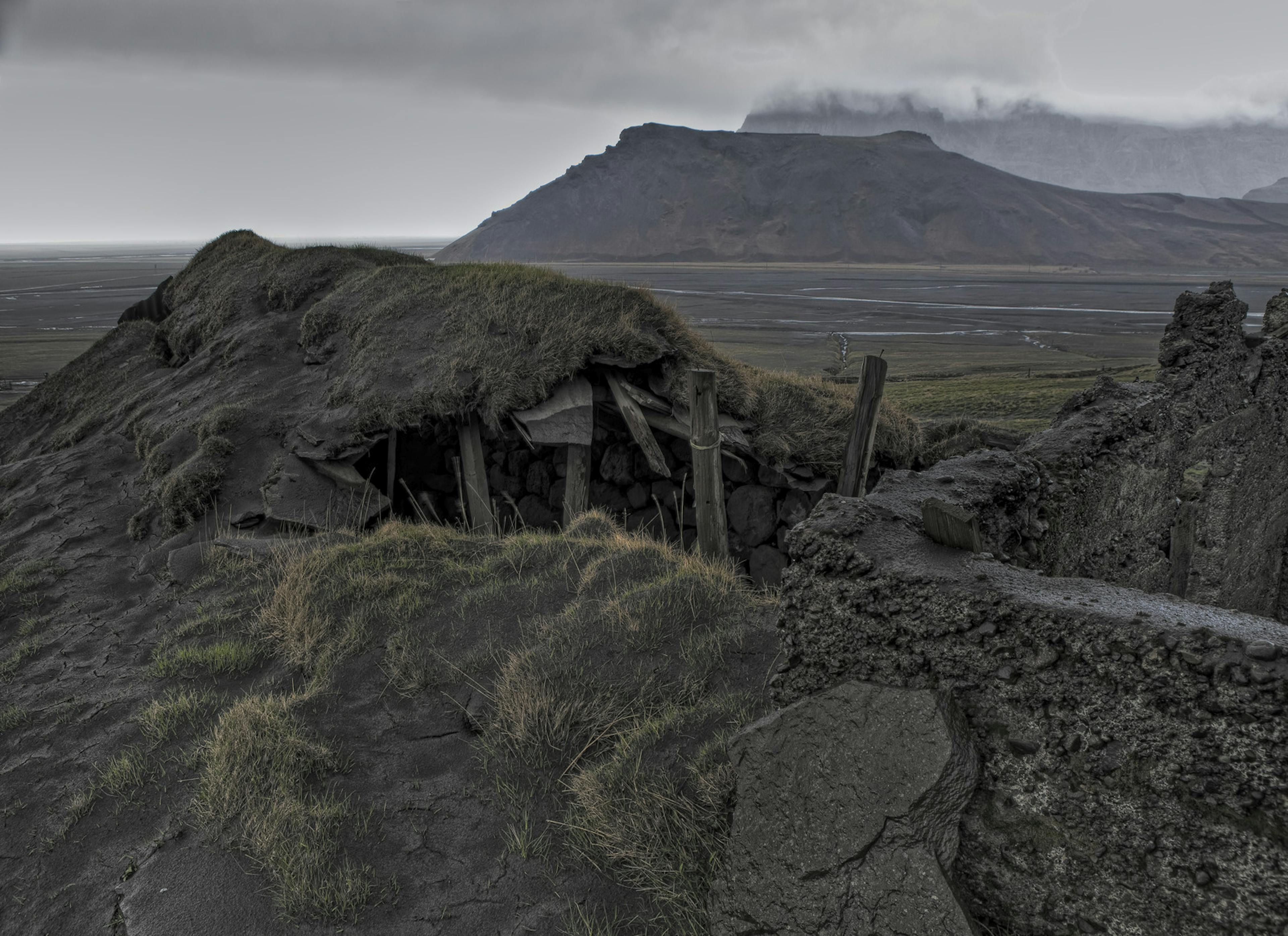 Ash covered farm from phreatomagmatic eruption in Iceland