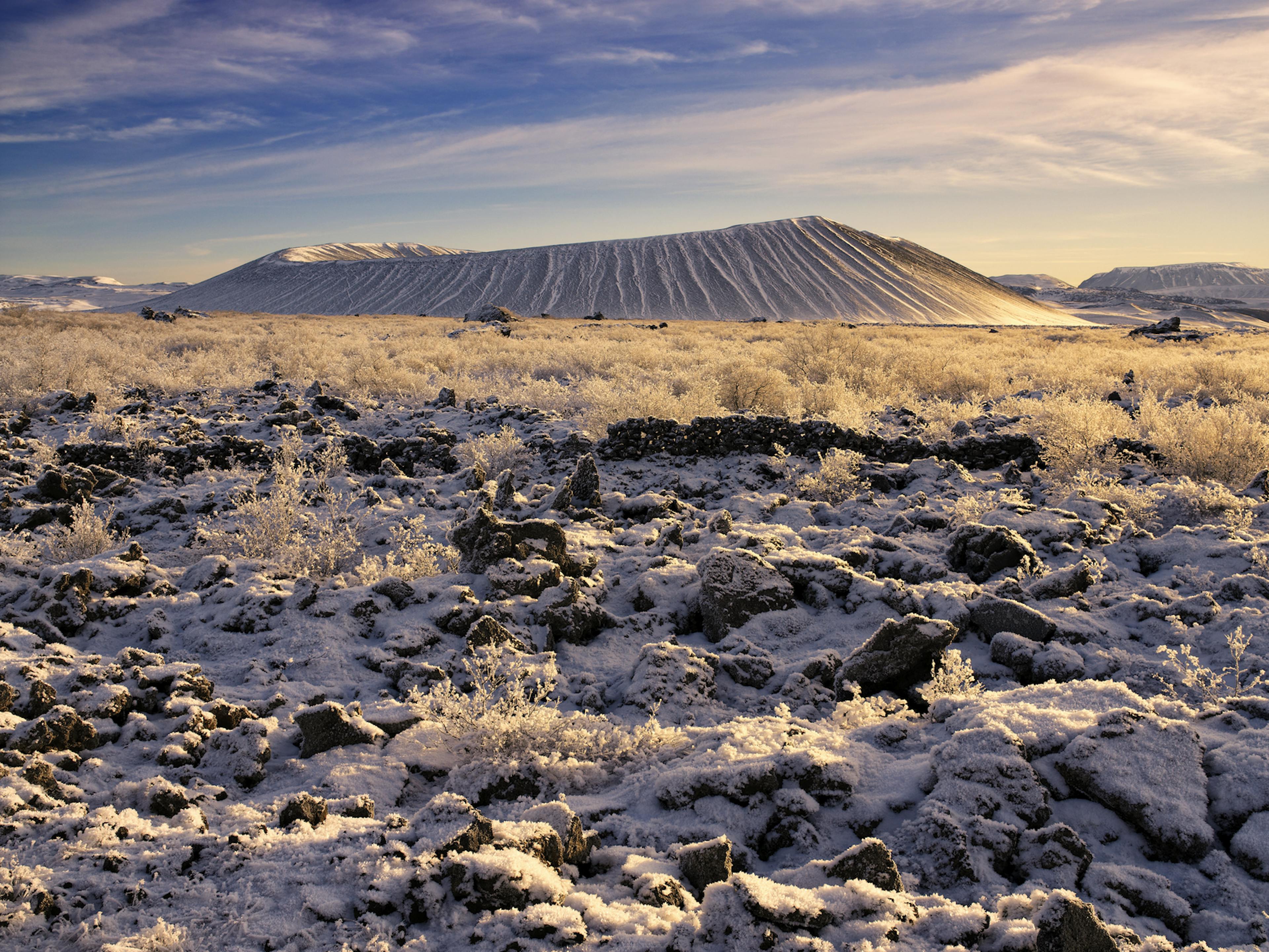 cinder cone volcano in winter