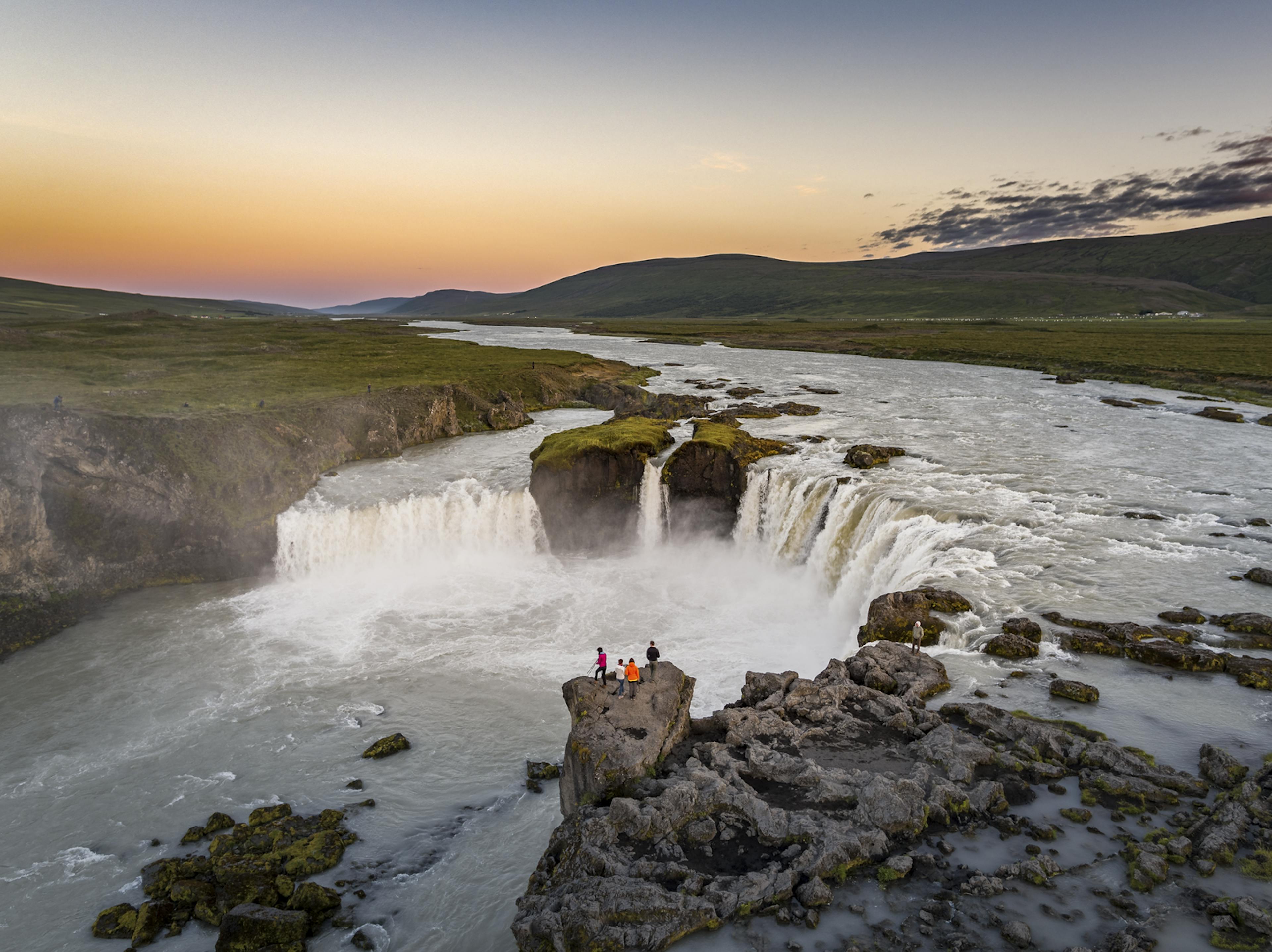 Goðafoss Waterfall during sunset