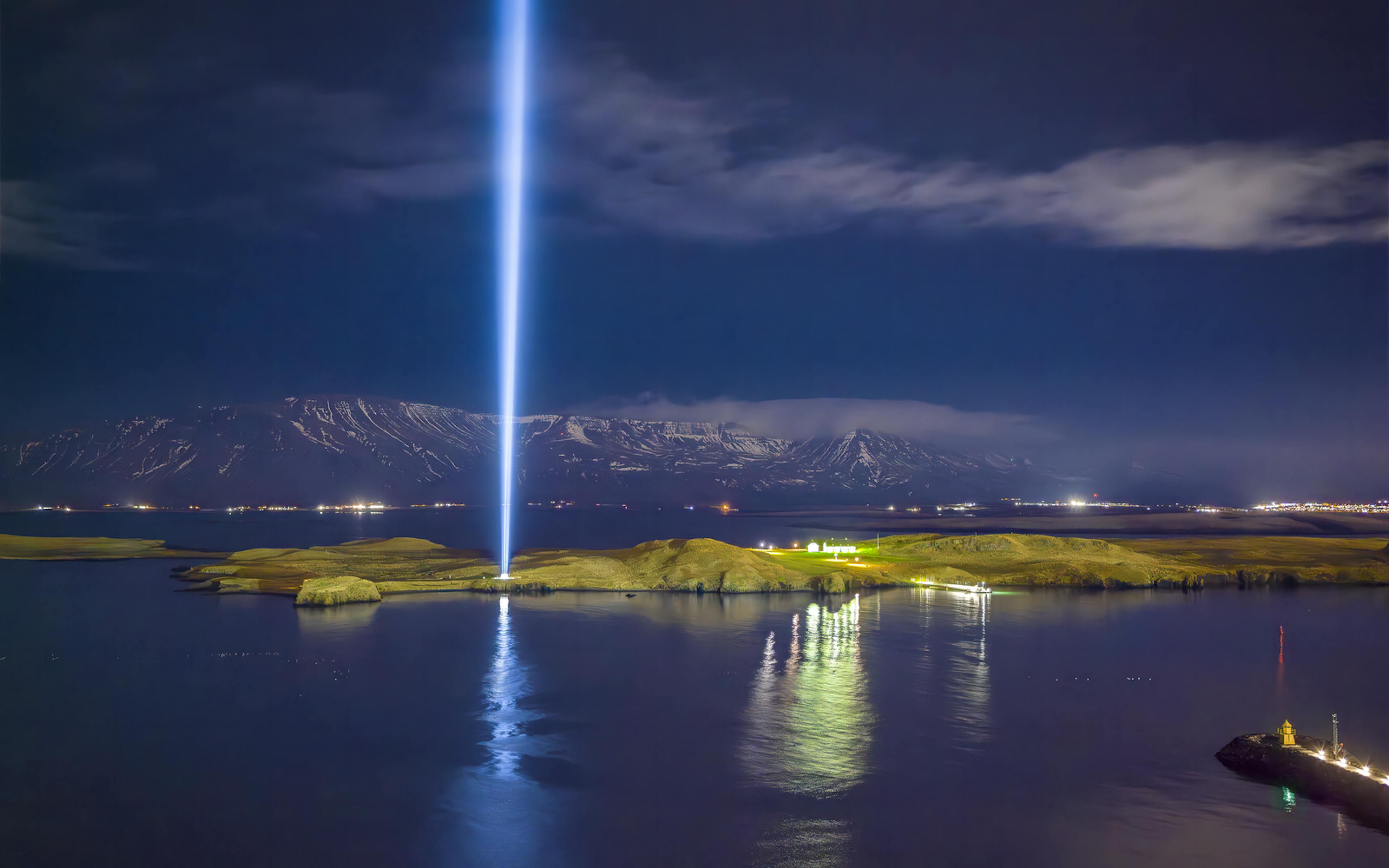 John Lennon Peace Light on Viðey Island