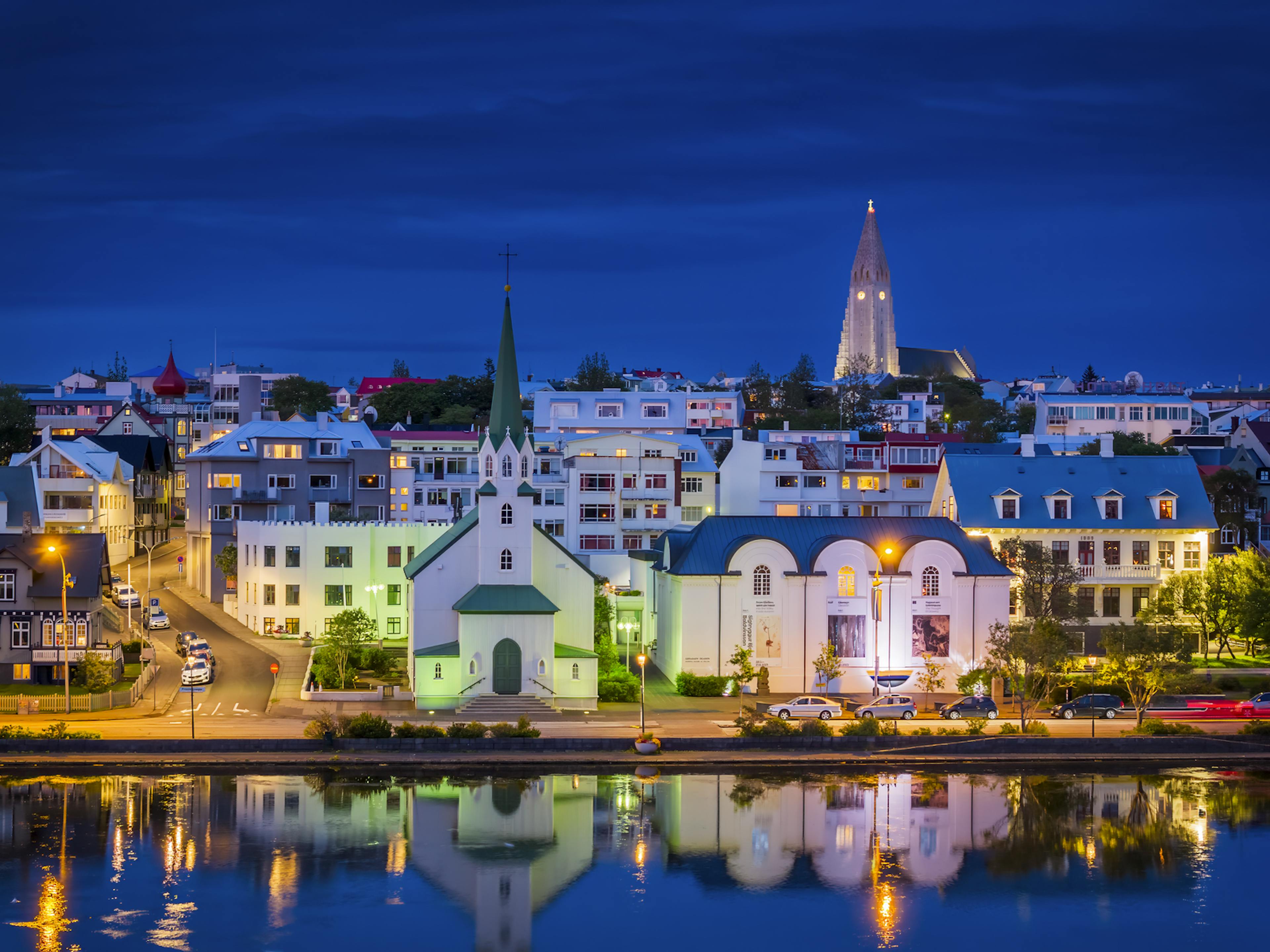 View of Reykjavik at night 