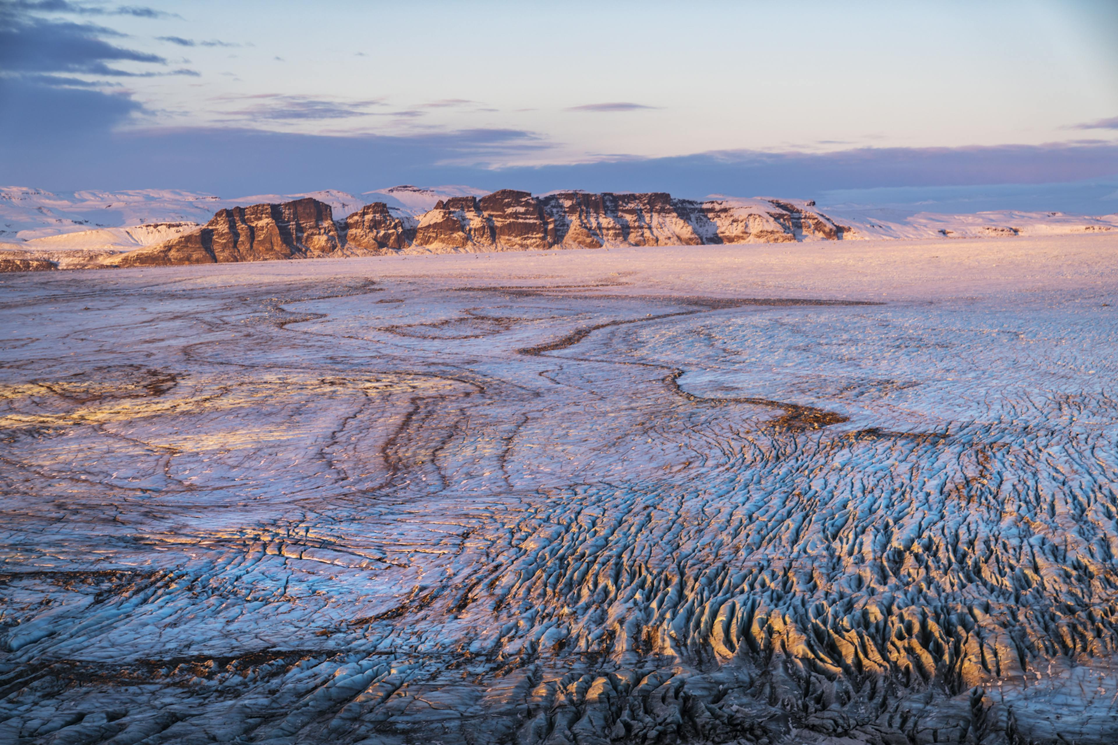 sunset at Skeiðarárjökull Glacier