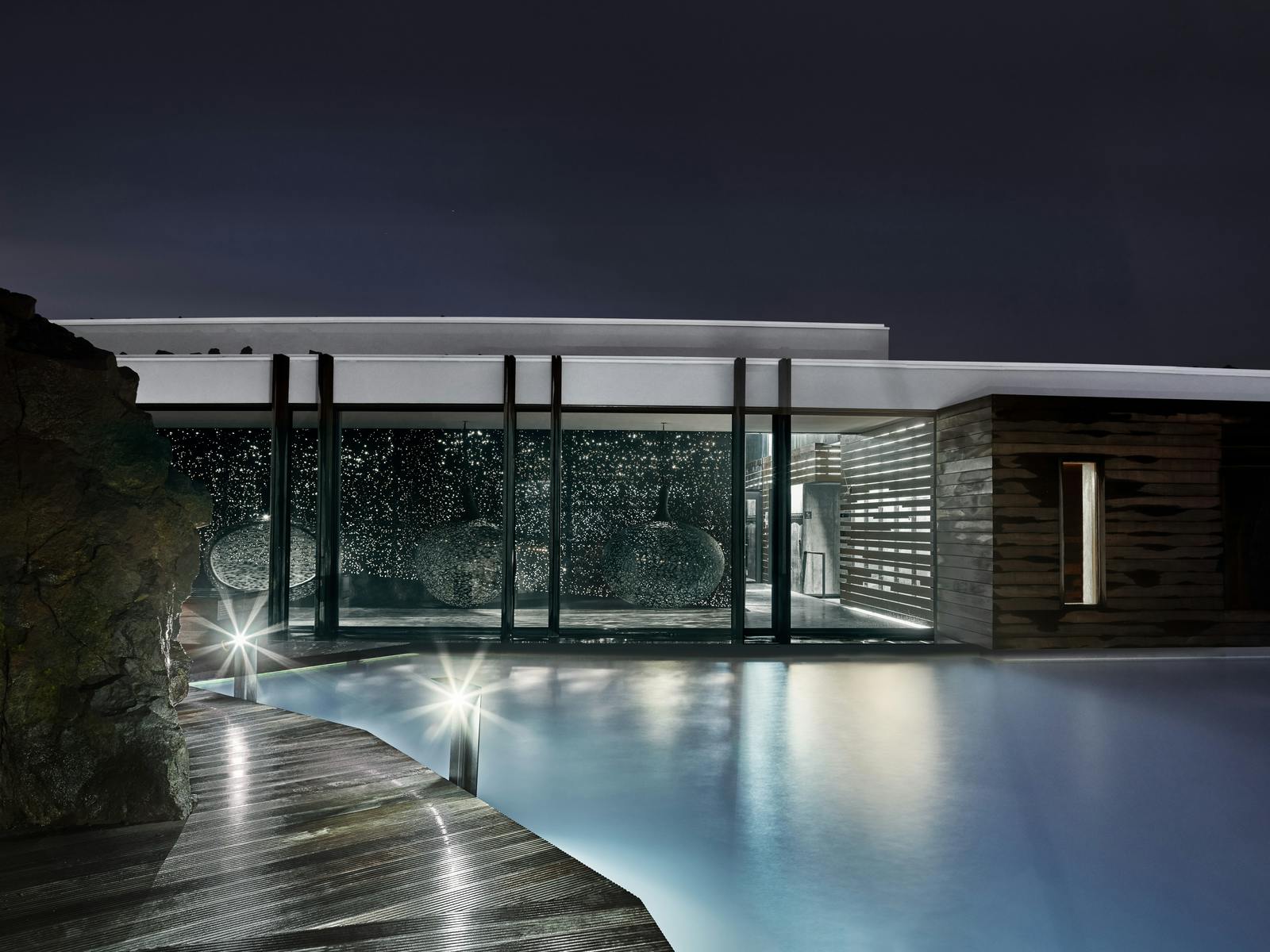Blue lagoon at night