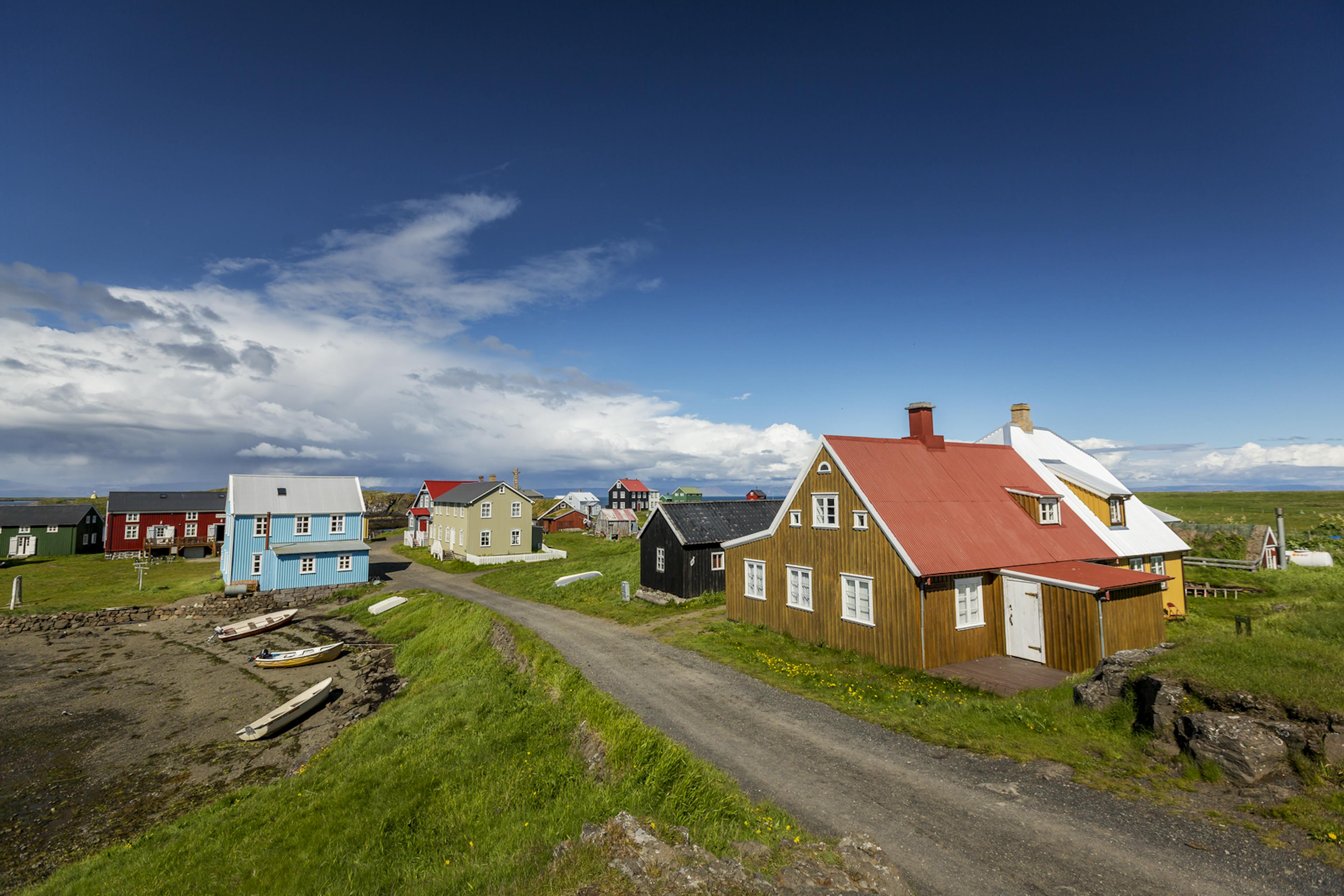 road and houses on flatey