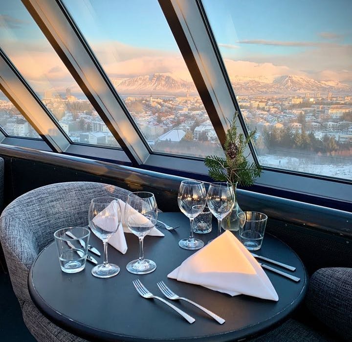 Perlan restaurant in Reykjavik in Autumn