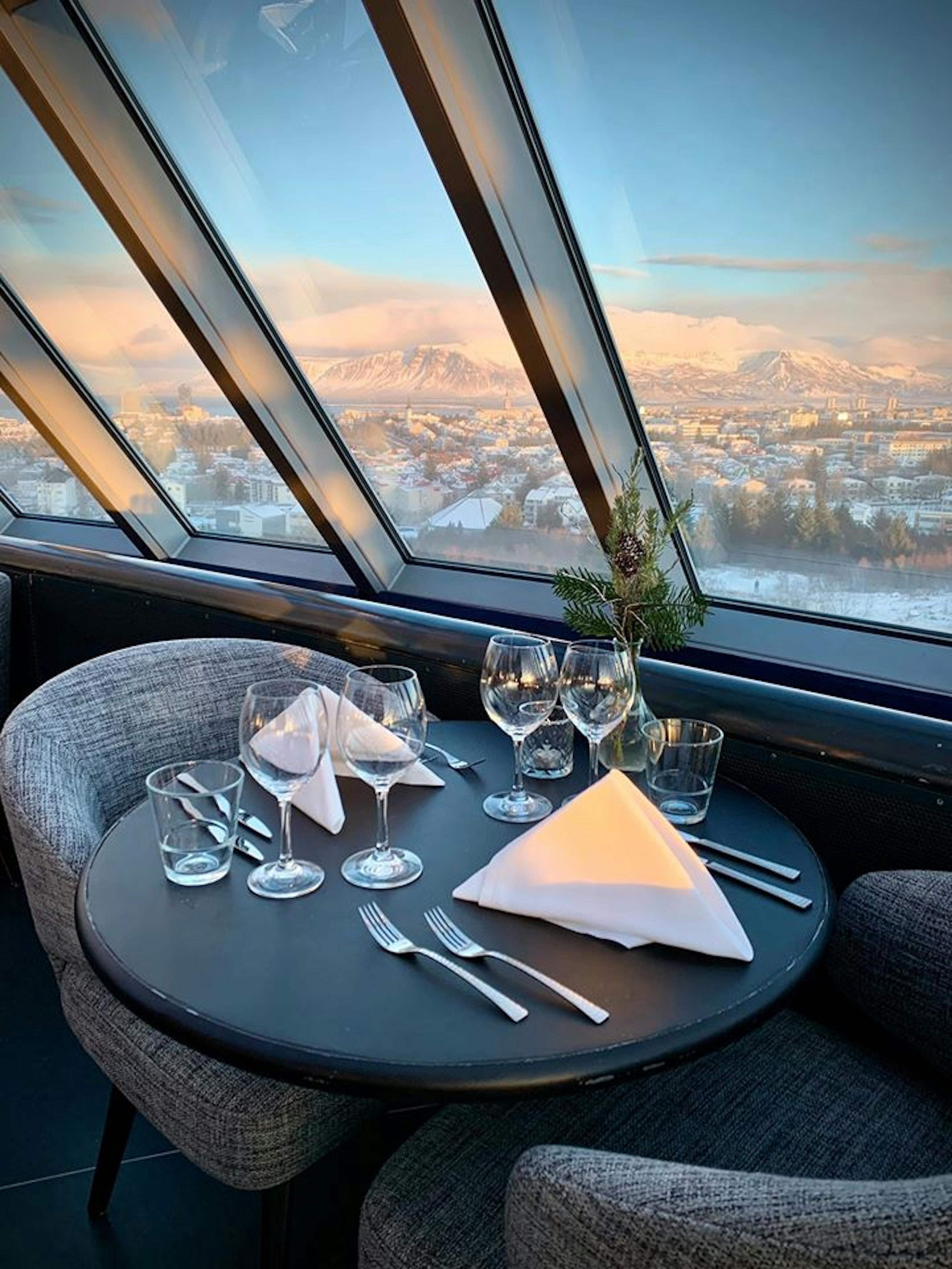 Perlan Restaurant in the afternoon in Reykjavik in winter time