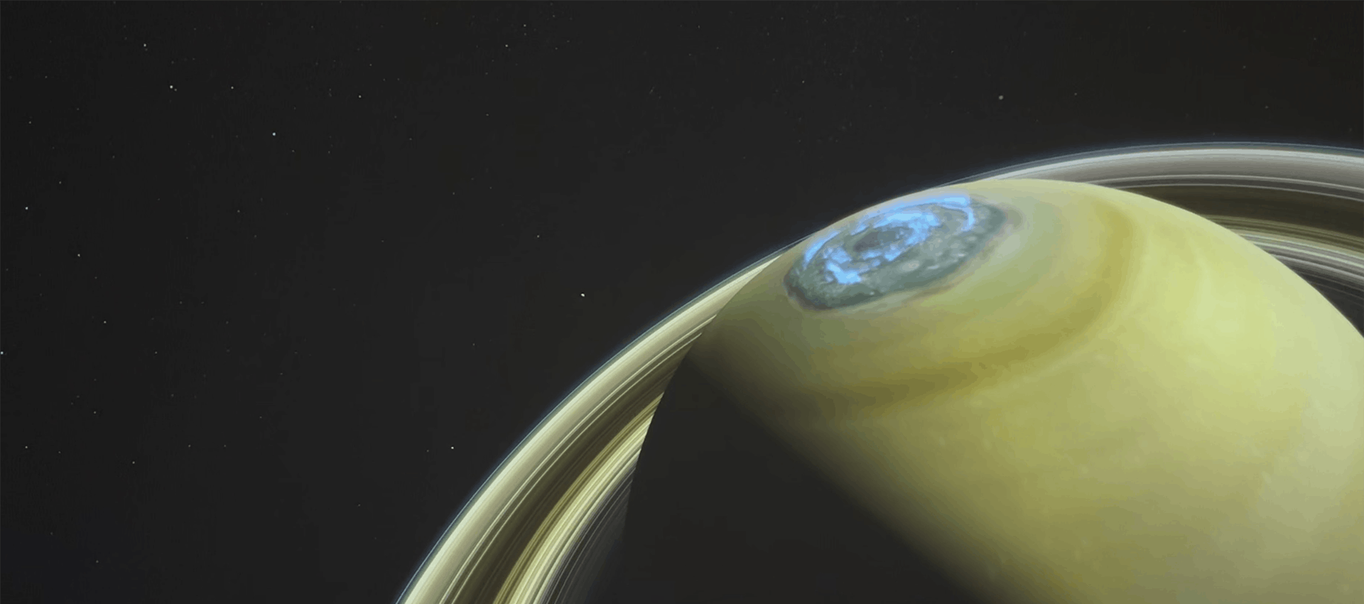 Saturn Auroras as depicted in the Perlan Museum film Arora