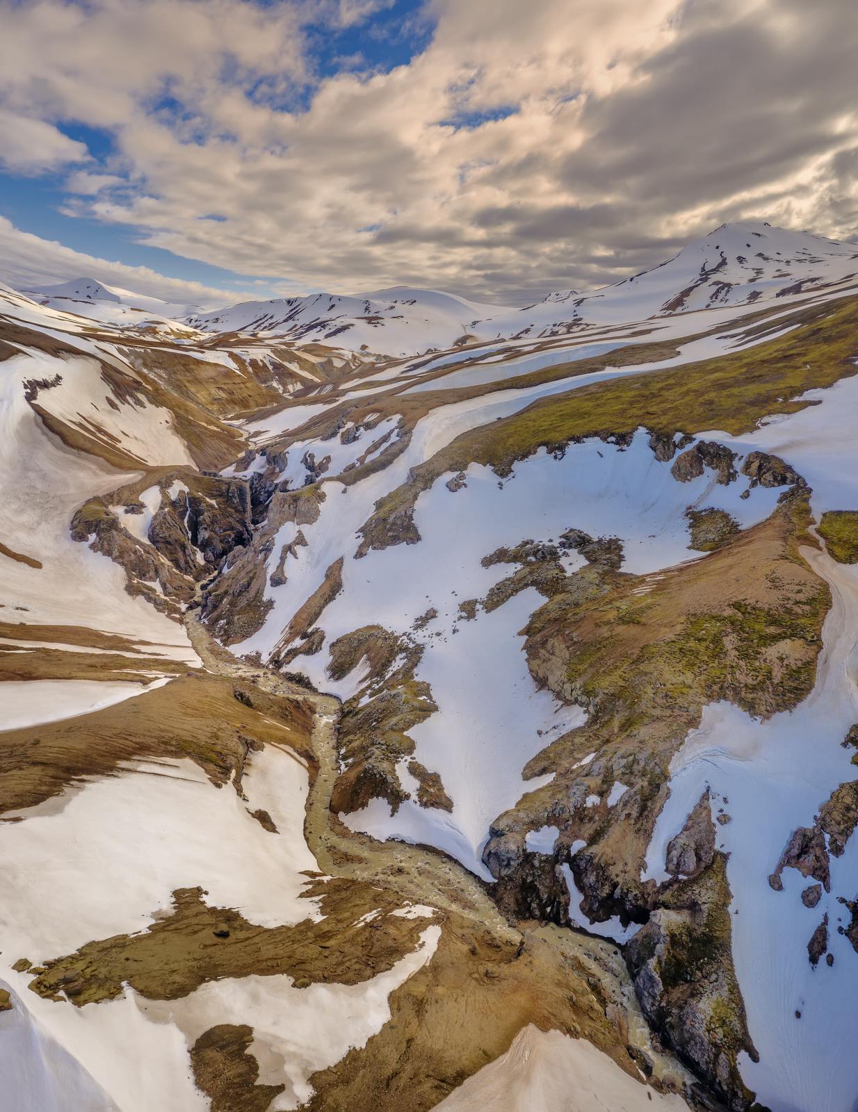 hverdalir with an aerial view