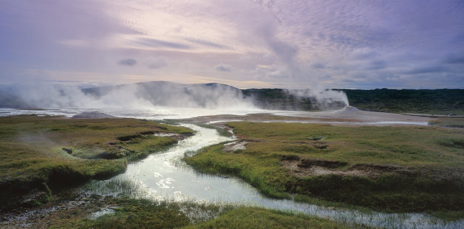 Hveravellir during summer with lush greenery
