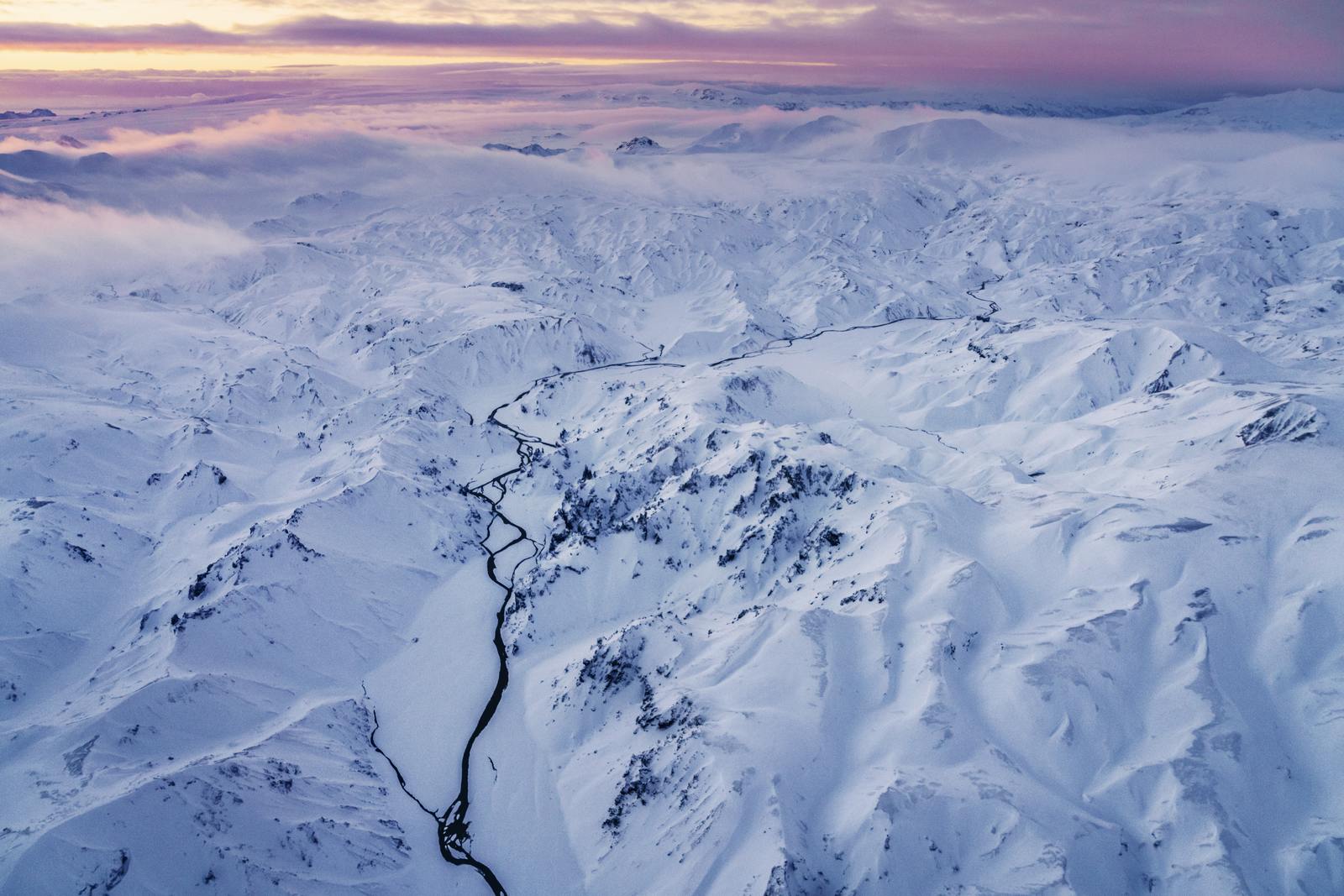 landmannalaugar in the winter covered in snow