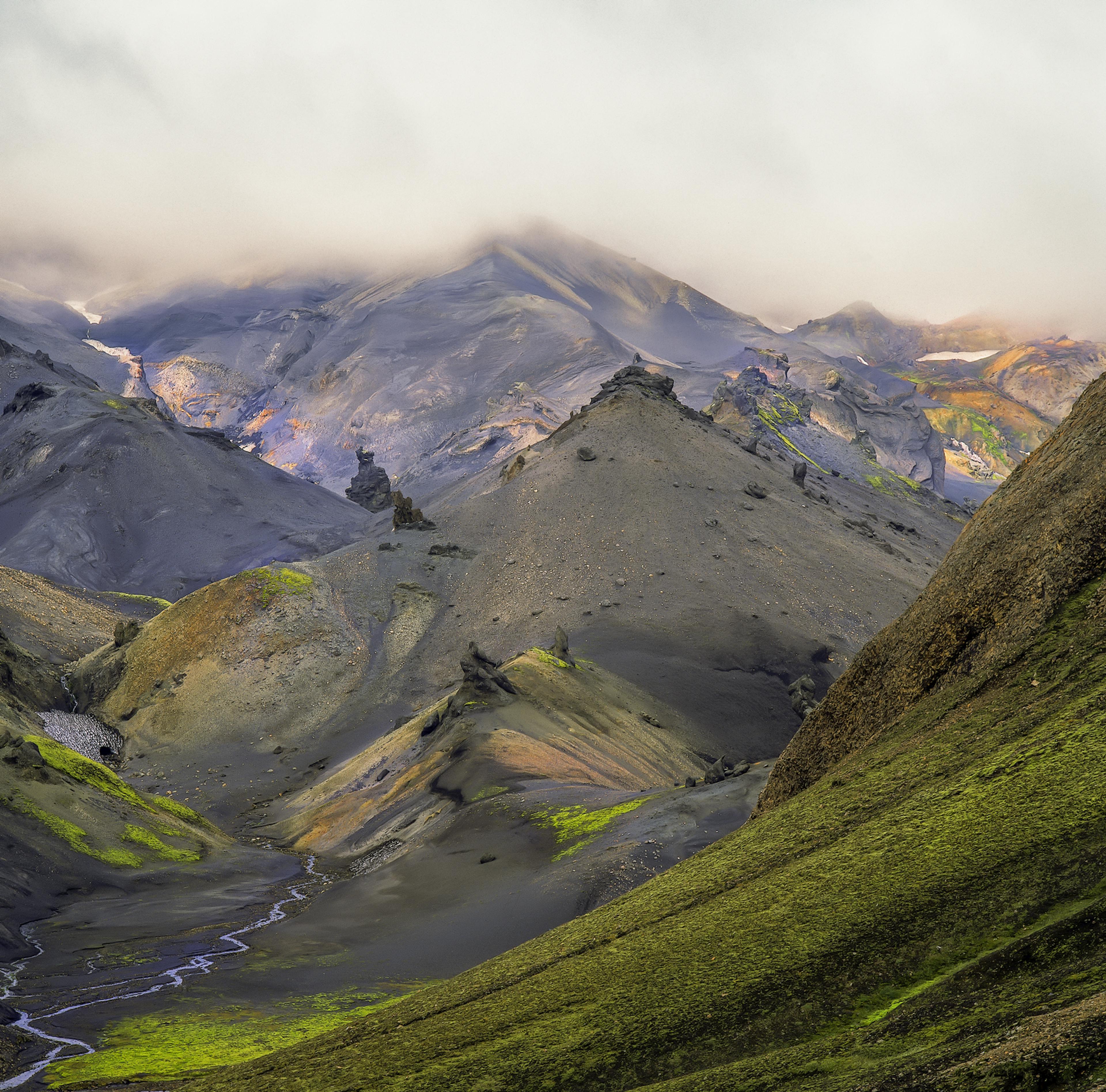 Torfajökull and surrounding mountains during the summer