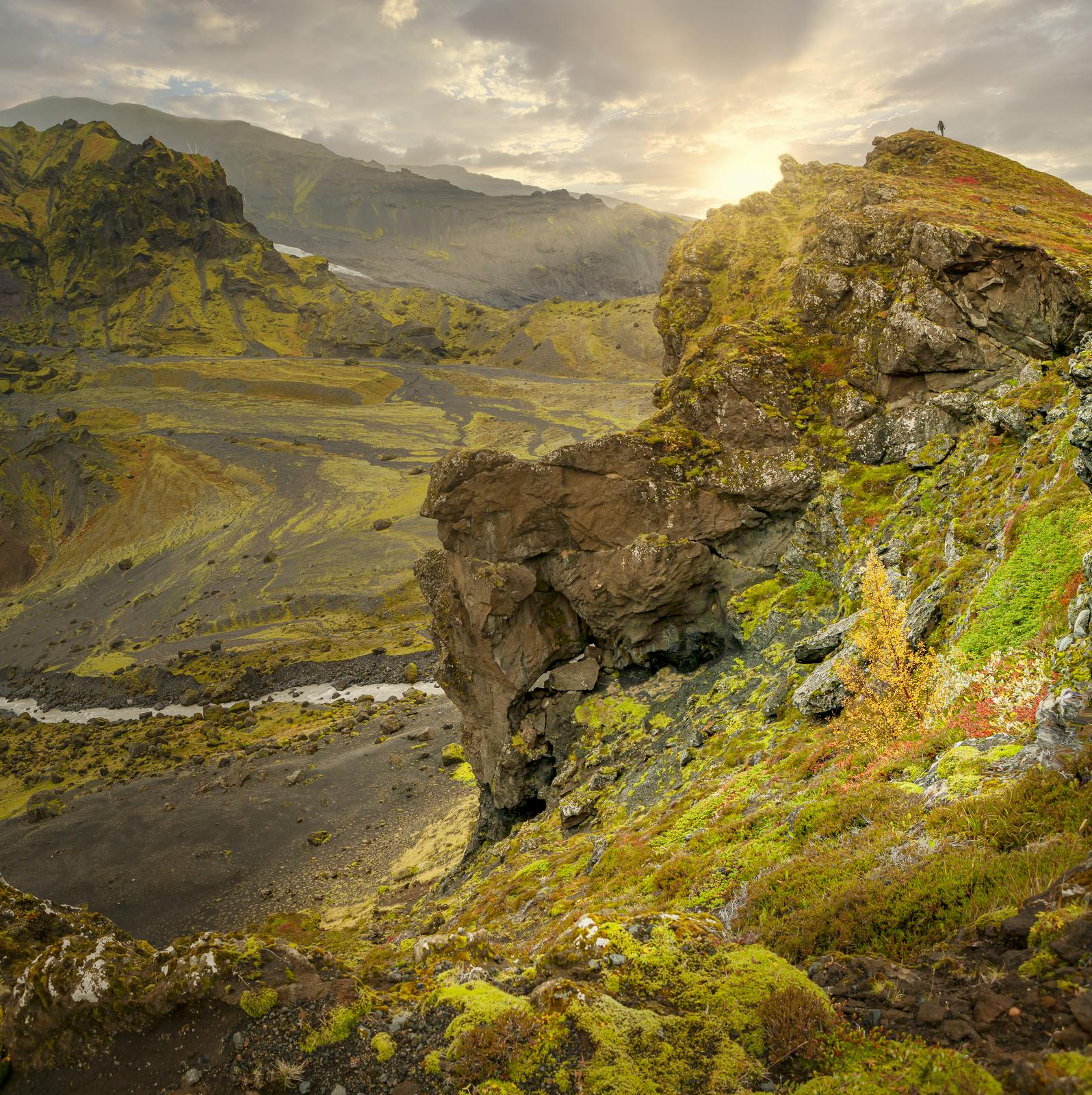 A green valley in Þórmörk