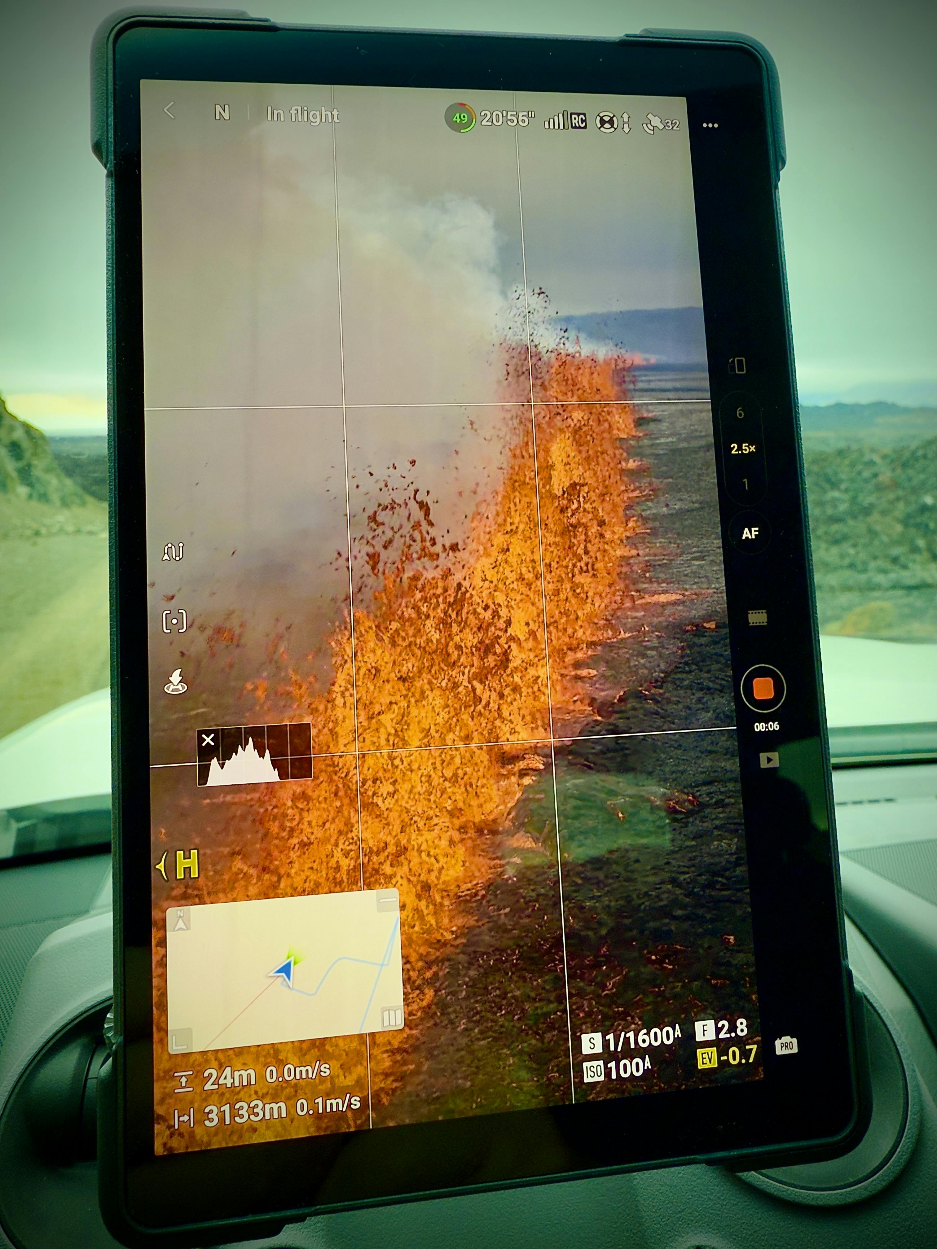 drone shot of iceland volcano July 2025