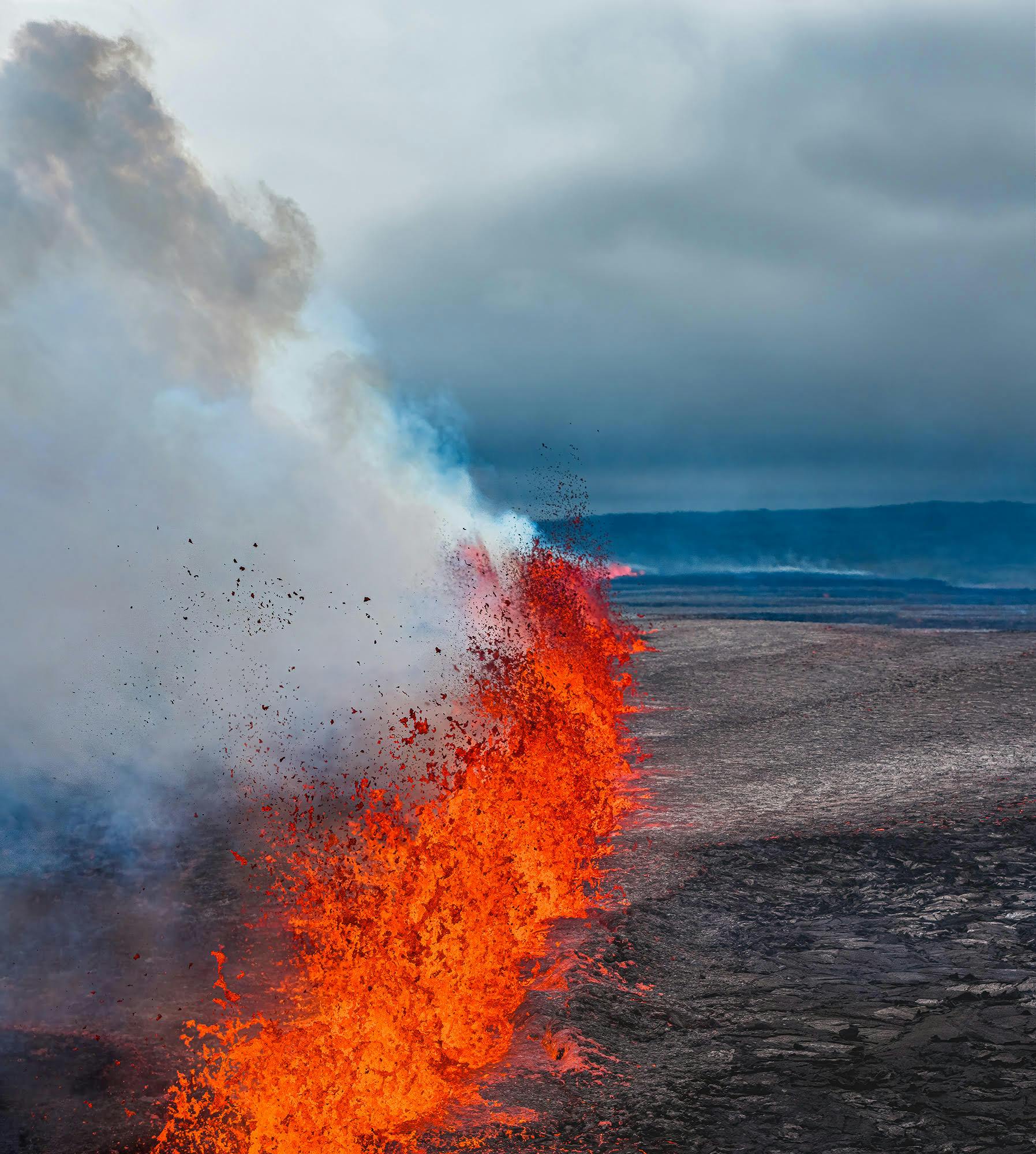 A closeup of the lava at Sundhnúkagígarröð eruption in July 16, 2025