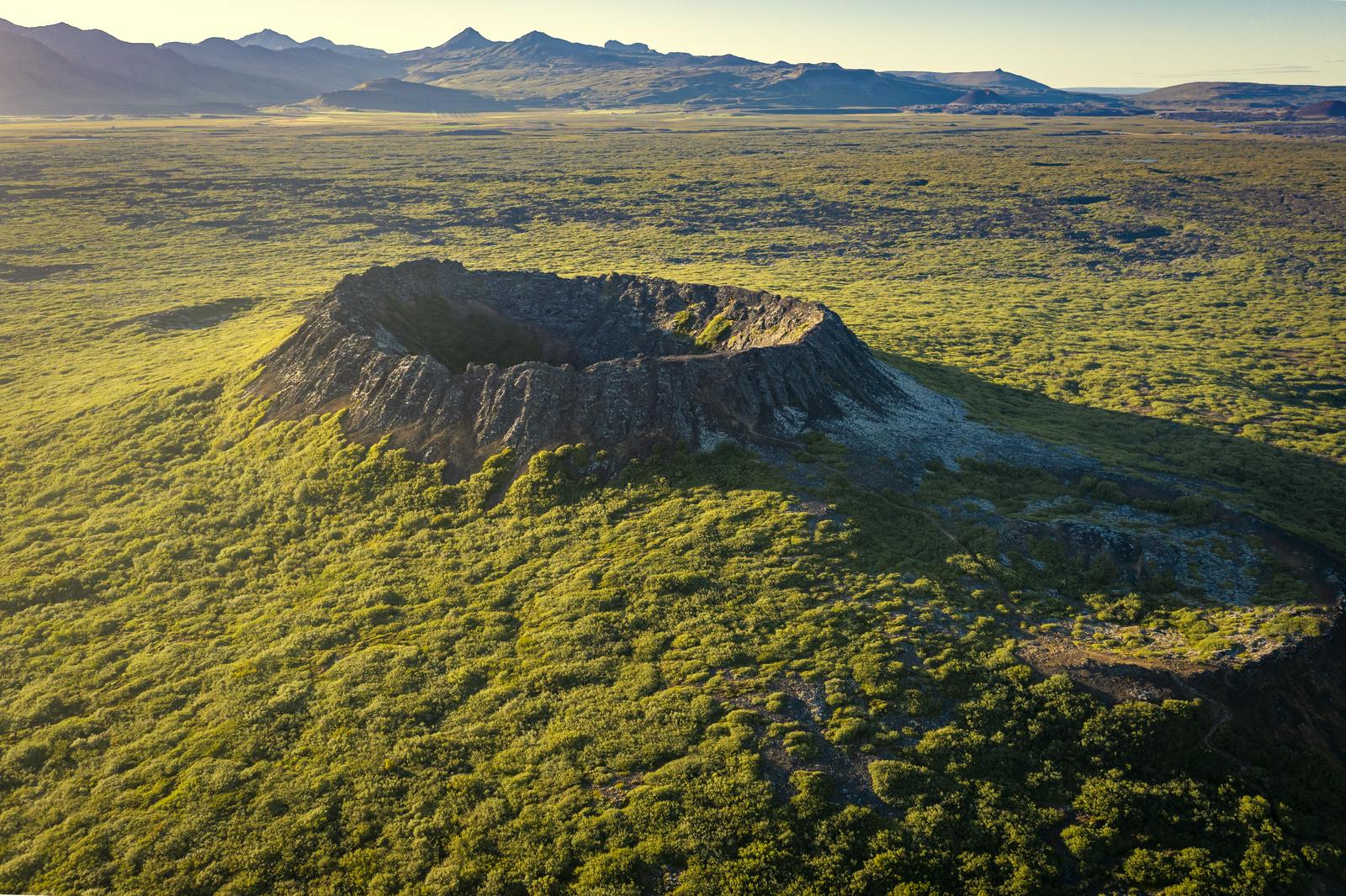 Cinder cone volcano in Iceland