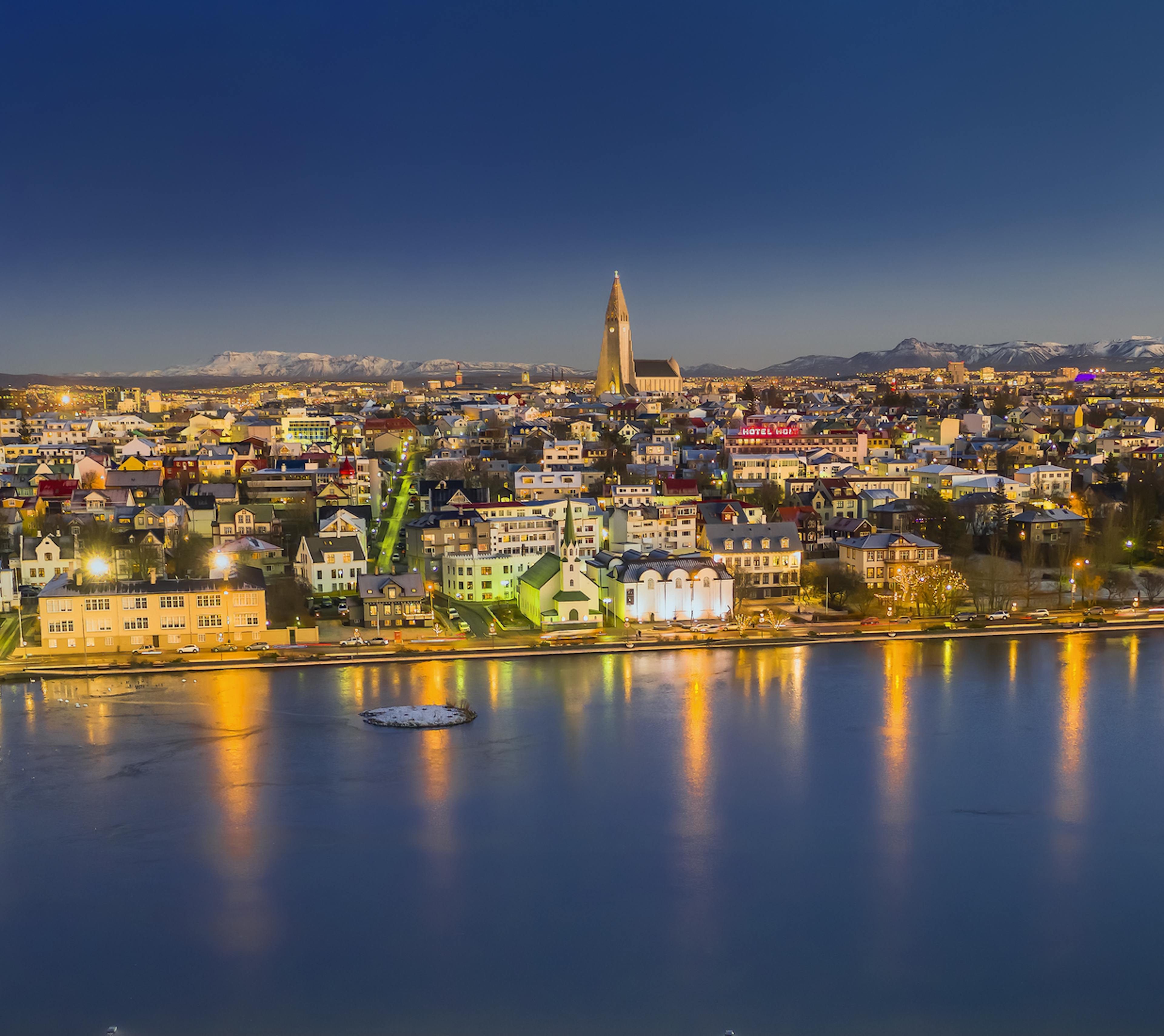 Reykjavik in November during twilight