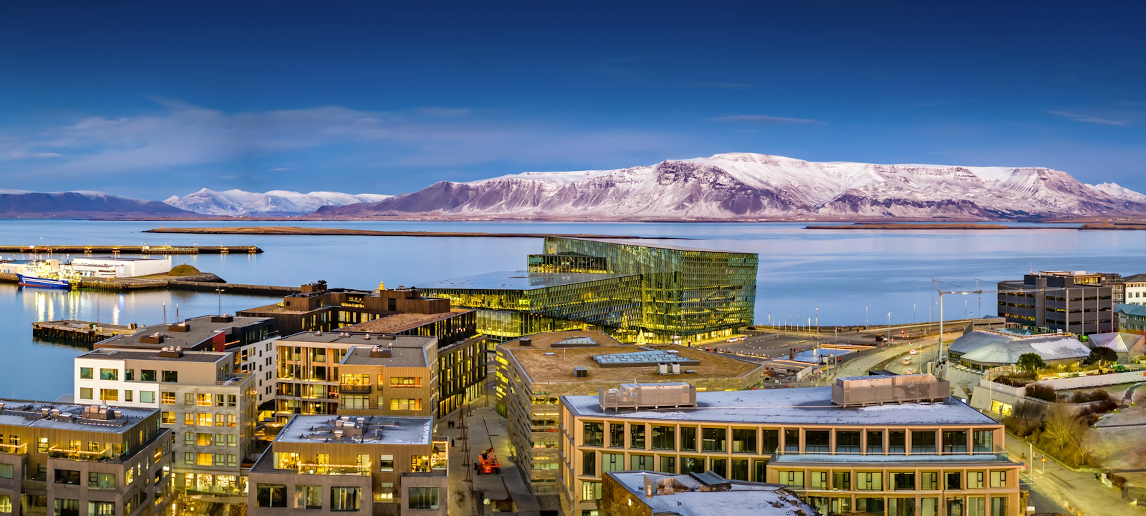 Skyline of Reykjavik in February