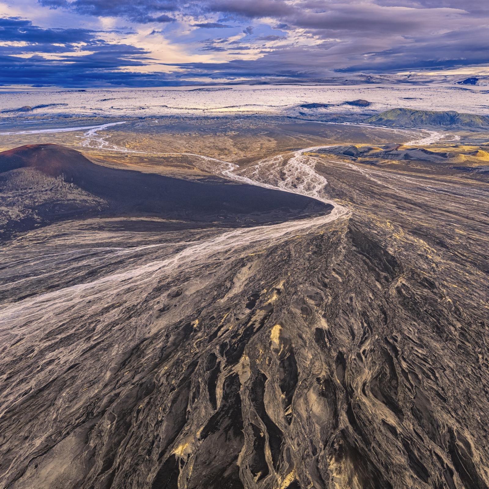 Mýrdalsjökull covered in volcanic ash