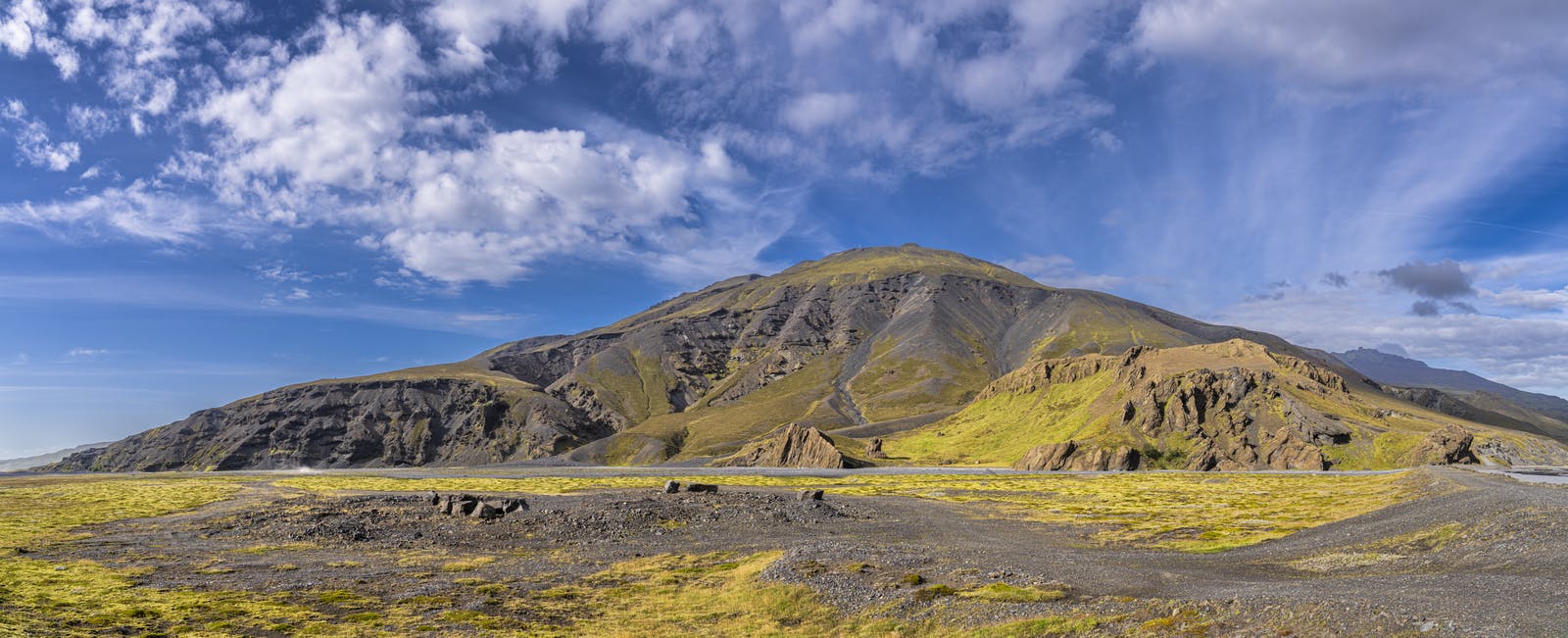 Þórólfsfell in iceland in the summer, the whole hill