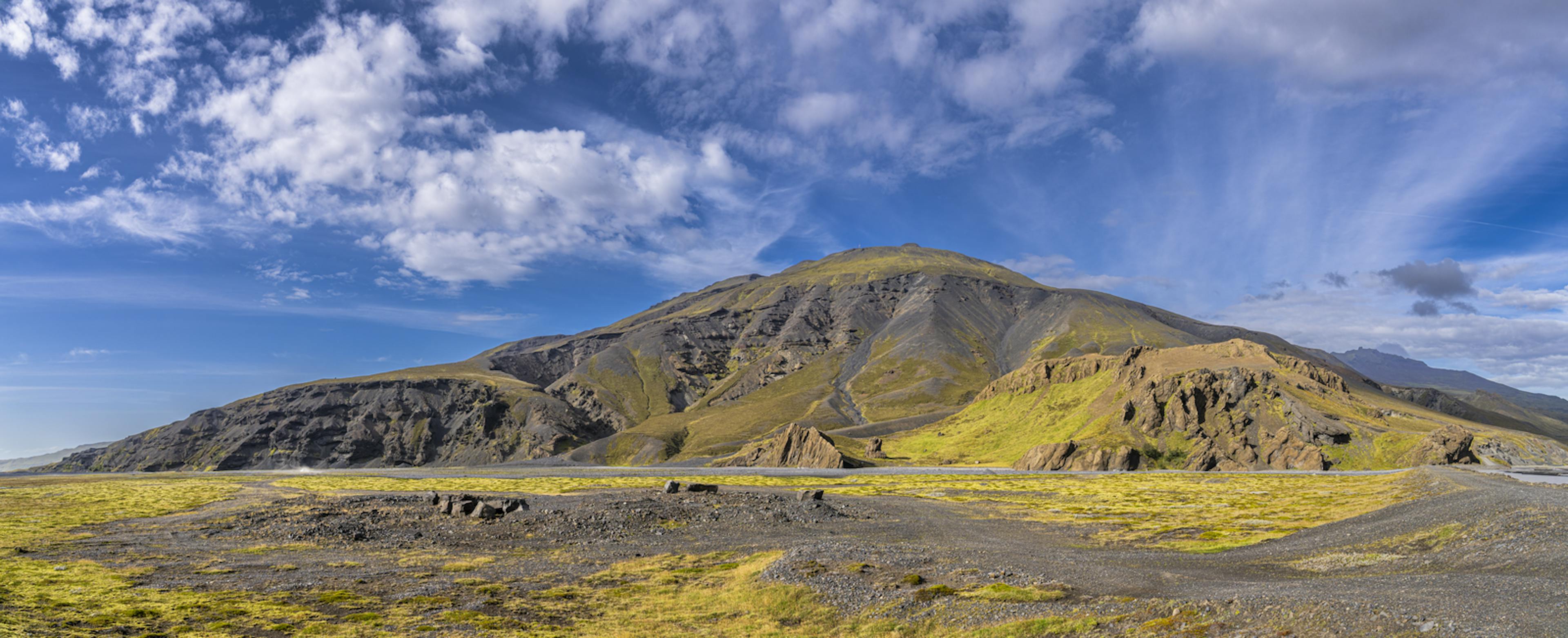Þórólfsfell in iceland in the summer, the whole hill