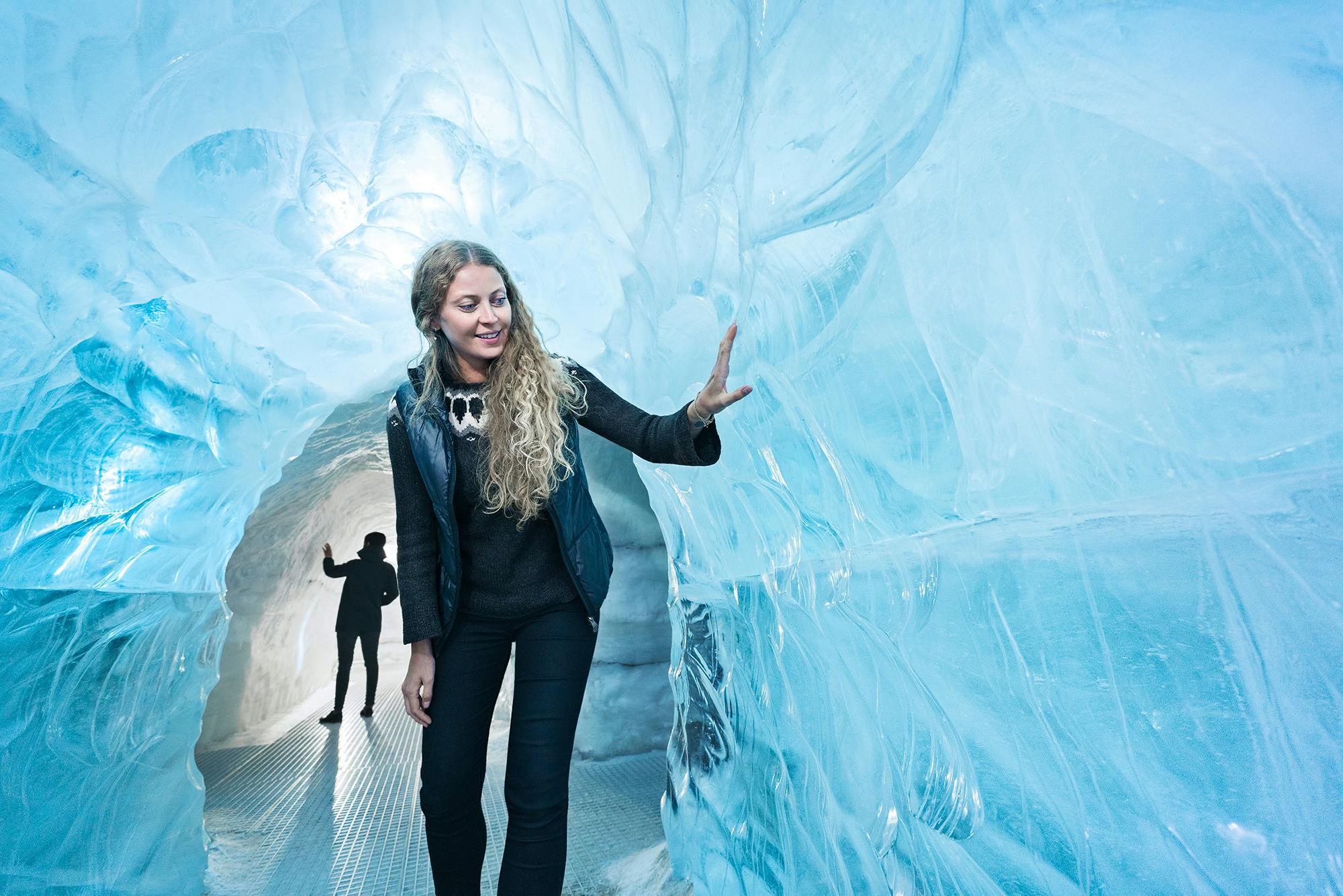 Woman in Ice Cave in Reykjavik