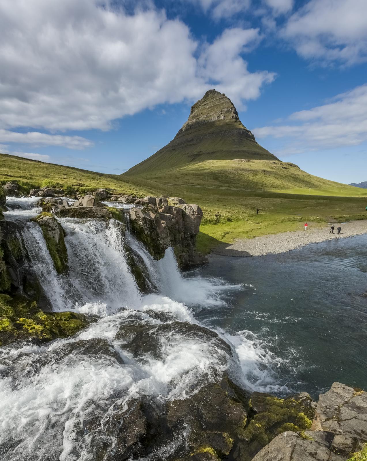 Kirkjufell waterfall with the mountain in the background